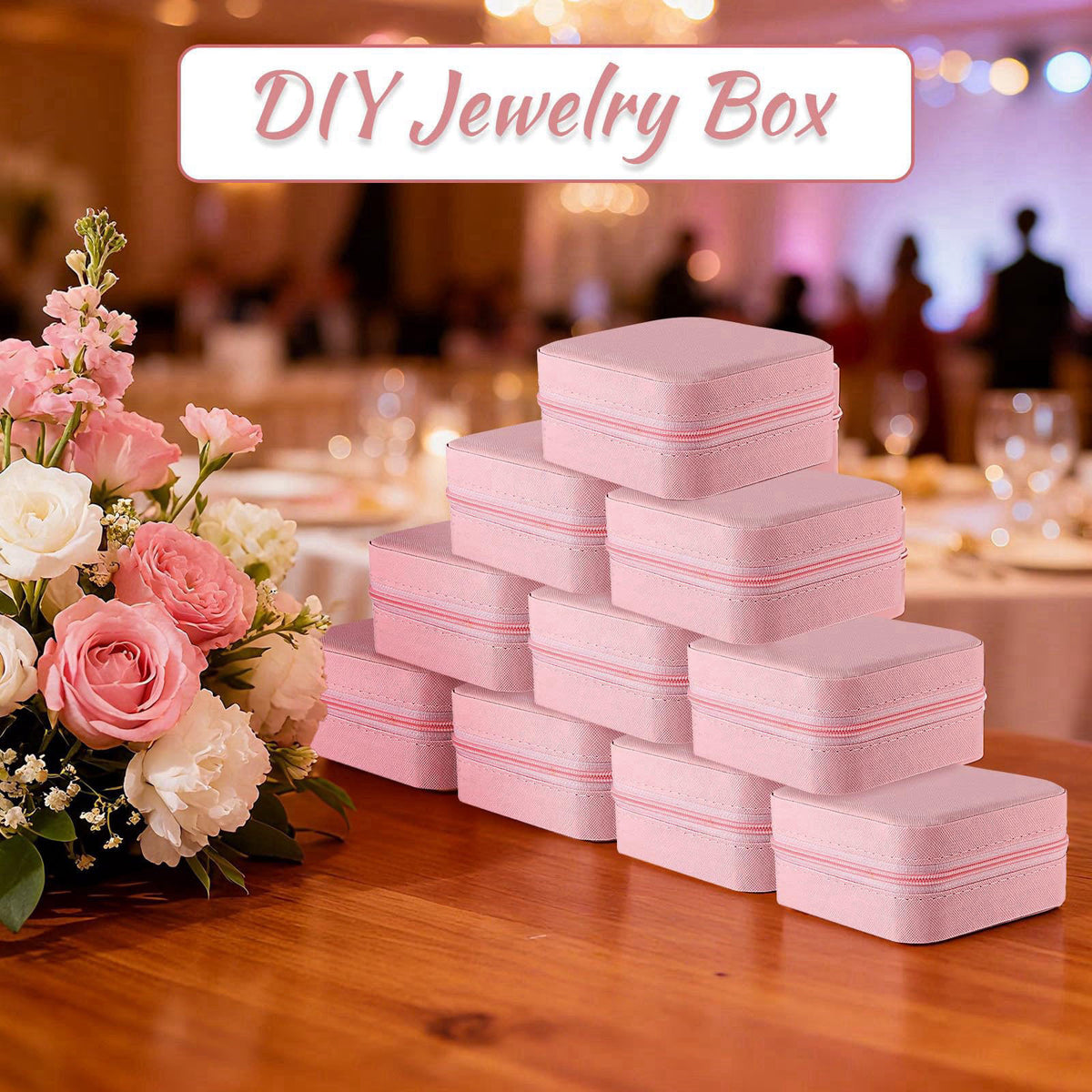 SHENLIU 12 Pcs Mini Pink Travel Jewelry Case Bridesmaid Proposal Gift Boxes – alternate angle