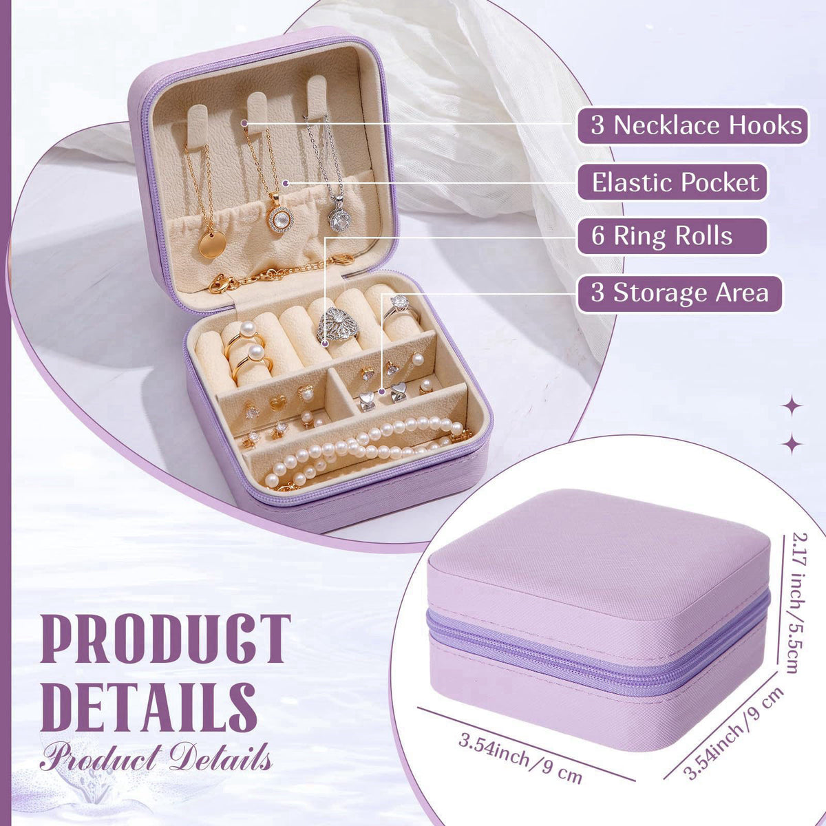 Nosiny Travel Jewelry Case Bulk Mini Bridesmaid Gifts – packaging and label