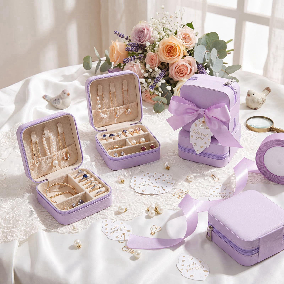Nosiny Travel Jewelry Case Bulk Mini Bridesmaid Gifts – full view