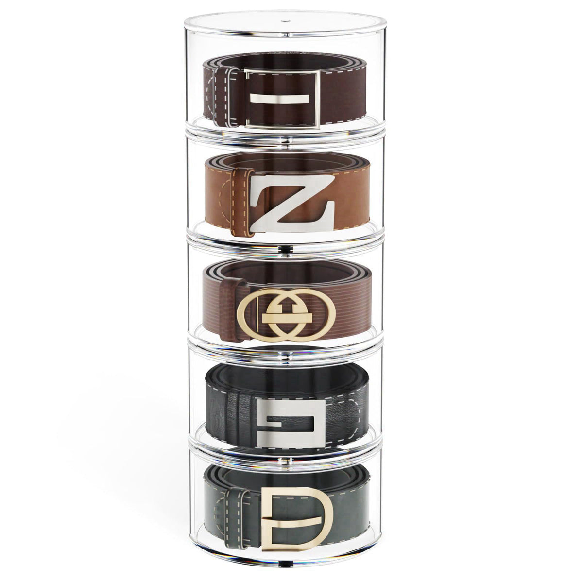 FEMELI Acrylic Belt Storage Organizers For Closet 5-Layer Clear Belt Holder – Acrylic Acrylic Acrylic Acrylic Acrylic Ac