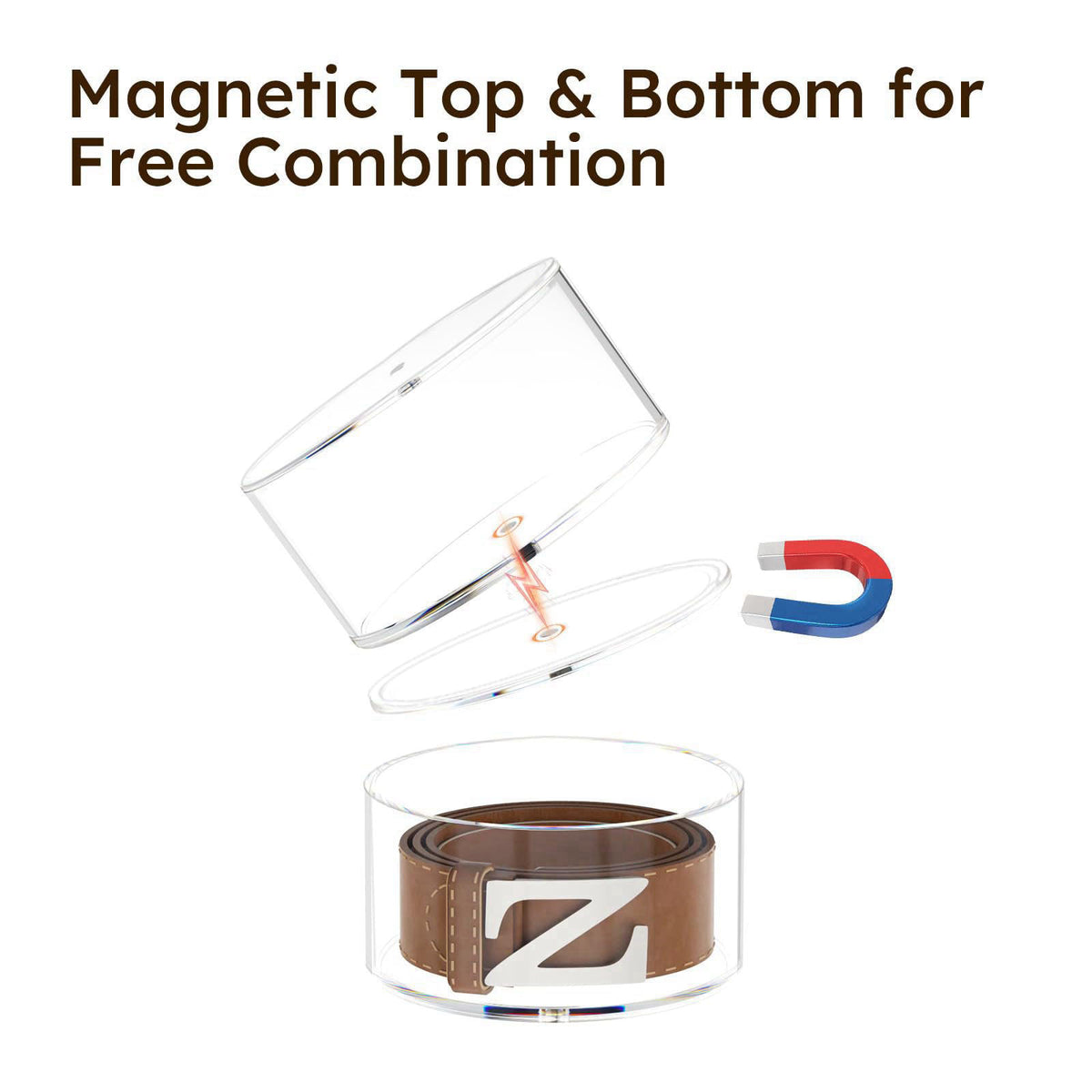 FEMELI Acrylic Belt Storage Organizers For Closet 5-Layer Clear Belt Holder – full view