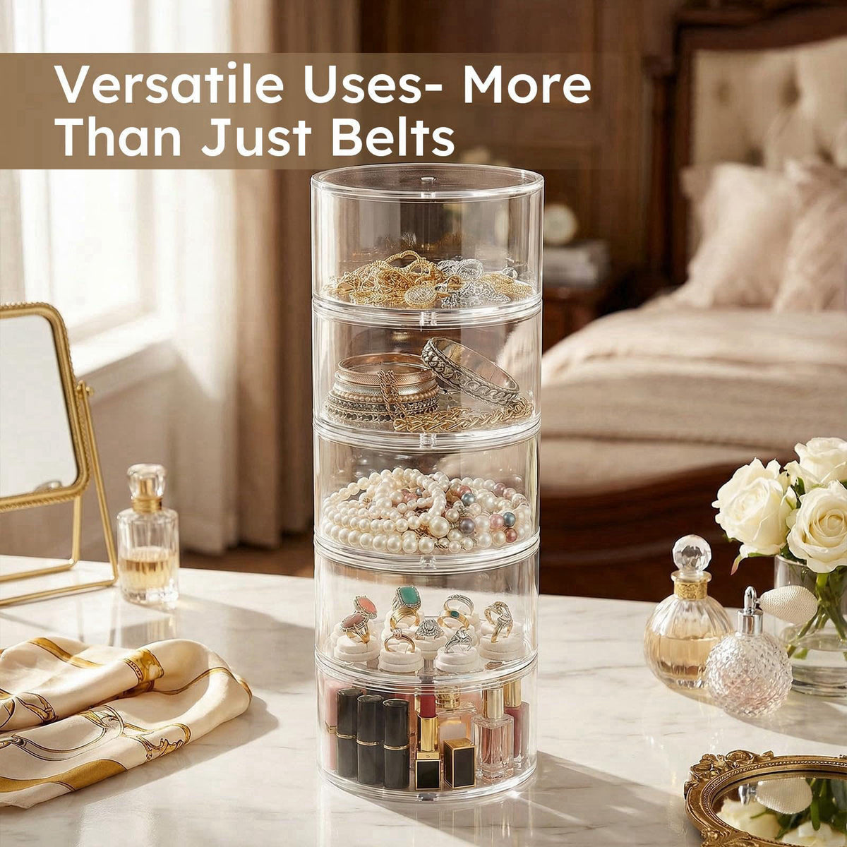FEMELI Acrylic Belt Storage Organizers For Closet 5-Layer Clear Belt Holder – alternate angle