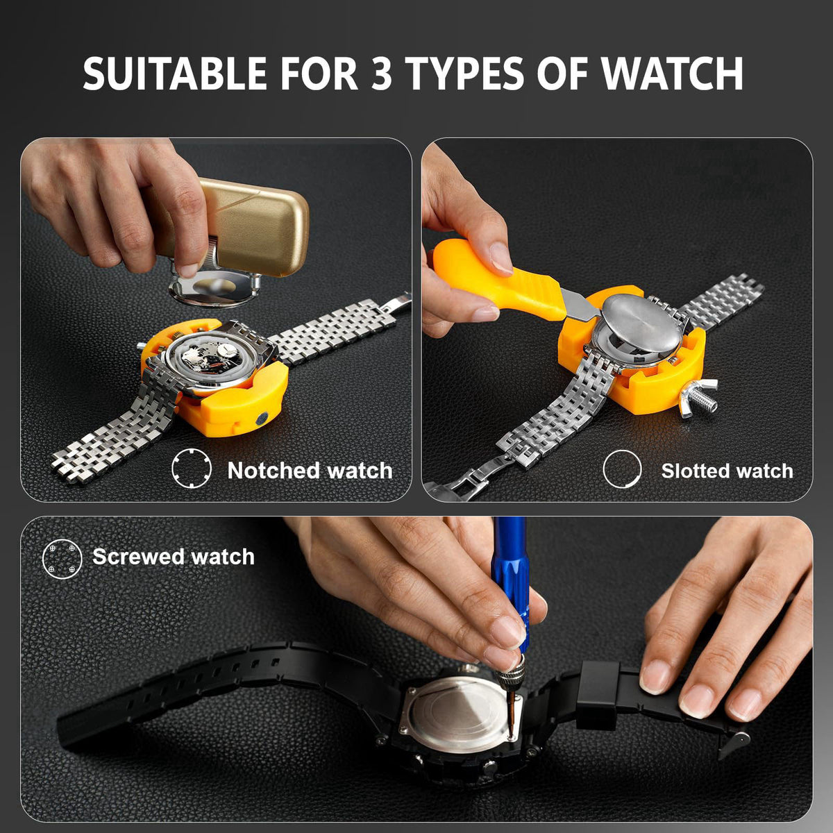 JOREST Watch Repair Kit + Watch Press Tool, Battery Replacement, Strap Adjustment, Wrench Opening Back Cover, Case Opene