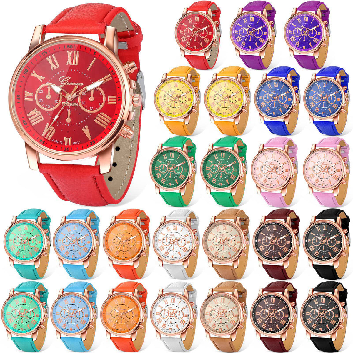 Outus 26/52pcs Assorted Platinum Watch for Women Men Quartz Bulk Watches