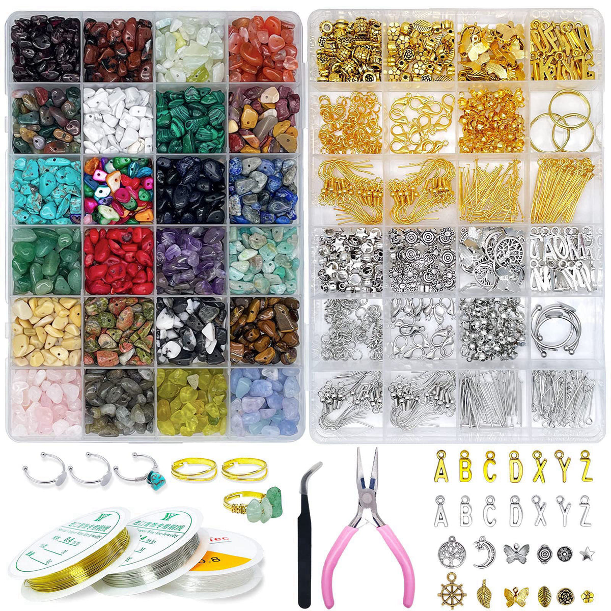ygorios Jewelry Making Kit for Adults - 1760 PC Crystal Beads, 800 PC Jewelry Findings, DIY Bracelet, Earring