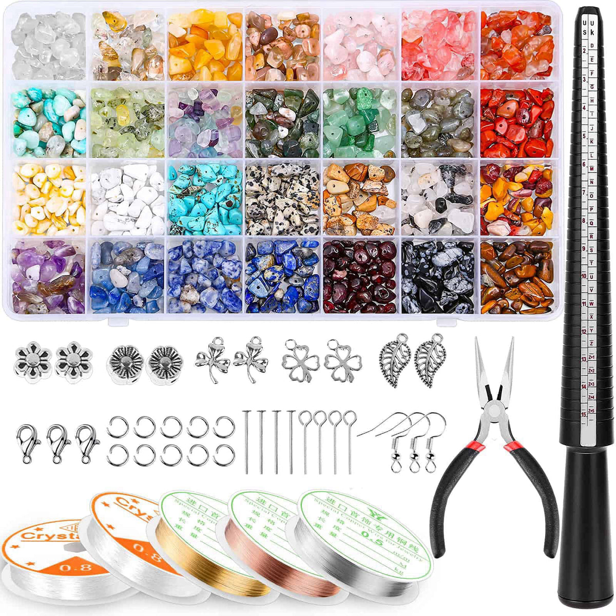 selizo Jewelry Making Kits for Adults Women with 28 Colors Crystal Beads, 1660Pcs Crystal Bead Ring Maker Kit with Jewel