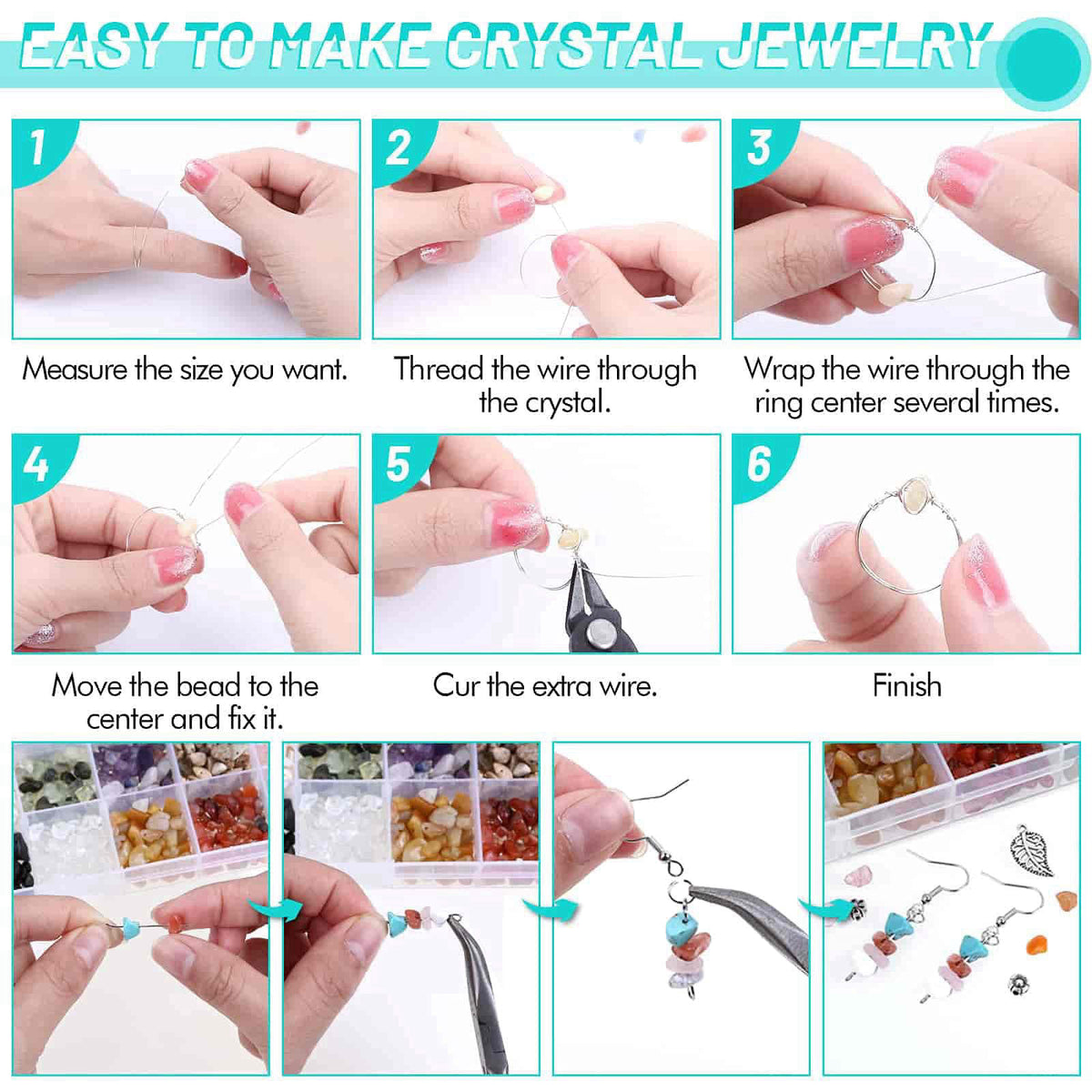 selizo Jewelry Making Kits for Adults Women with 28 Colors Crystal Beads, 1660Pcs Crystal Bead Ring Maker Kit with Jewel