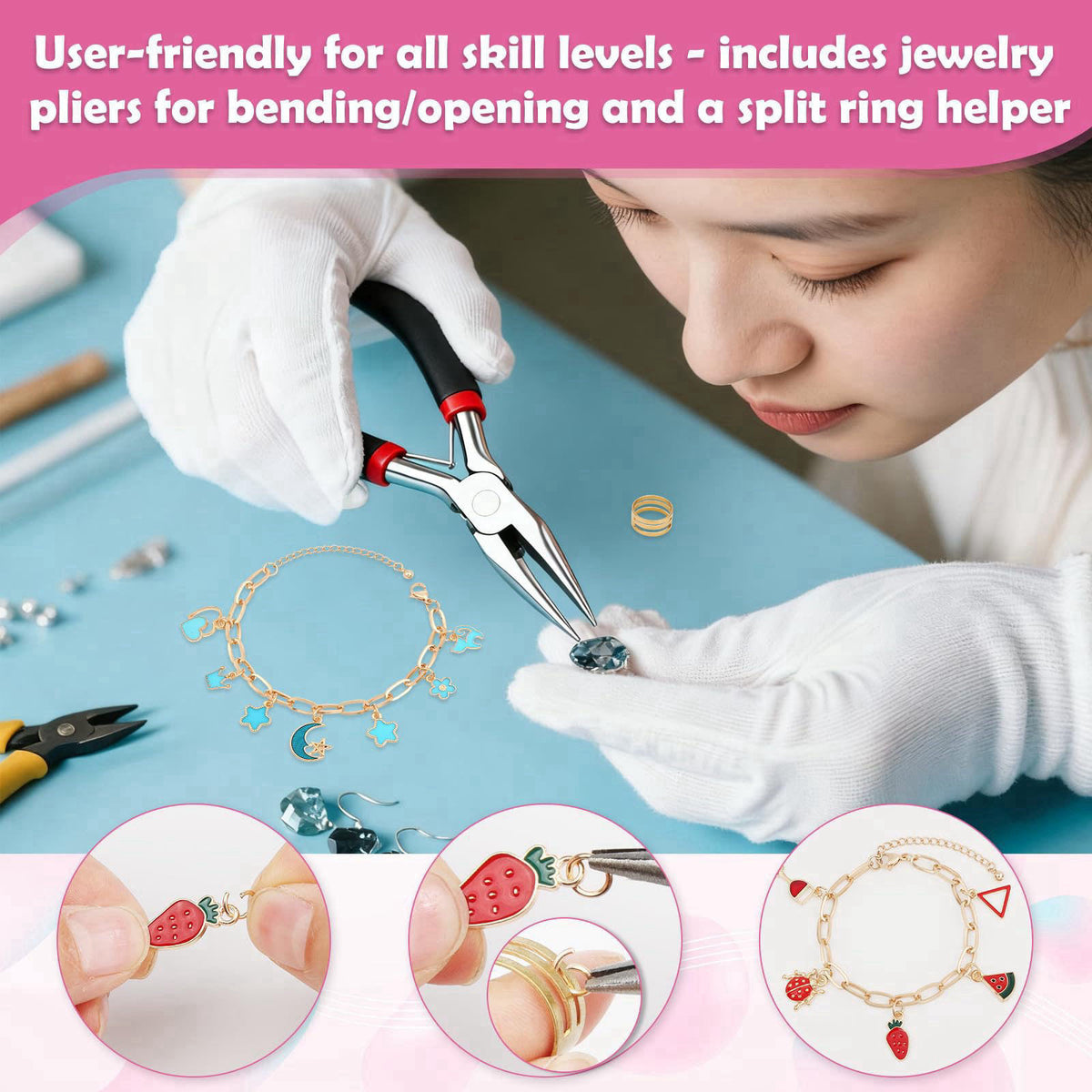 Mckanti Charm Bracelet Making Kit for Adults & Teens, 477Pcs DIY Charm Bracelet Set with Gold & Silver Charms, Paperclip