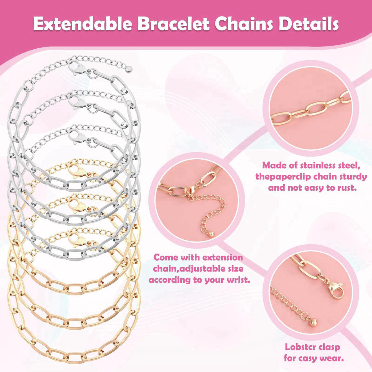 Mckanti Charm Bracelet Making Kit for Adults & Teens, 477Pcs DIY Charm Bracelet Set with Gold & Silver Charms, Paperclip