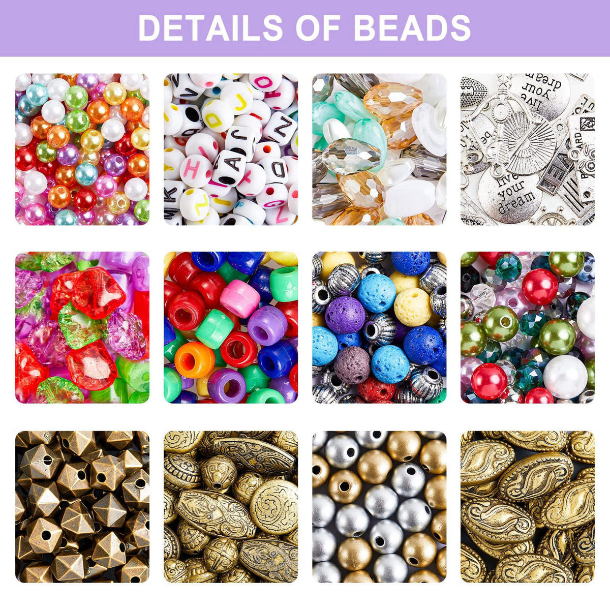 Jewelry Making Kit, 1960 pcs, Supplies Includes Beads, Instructions, Findings, Wire for Bracelet, Necklace, Earrings Mak