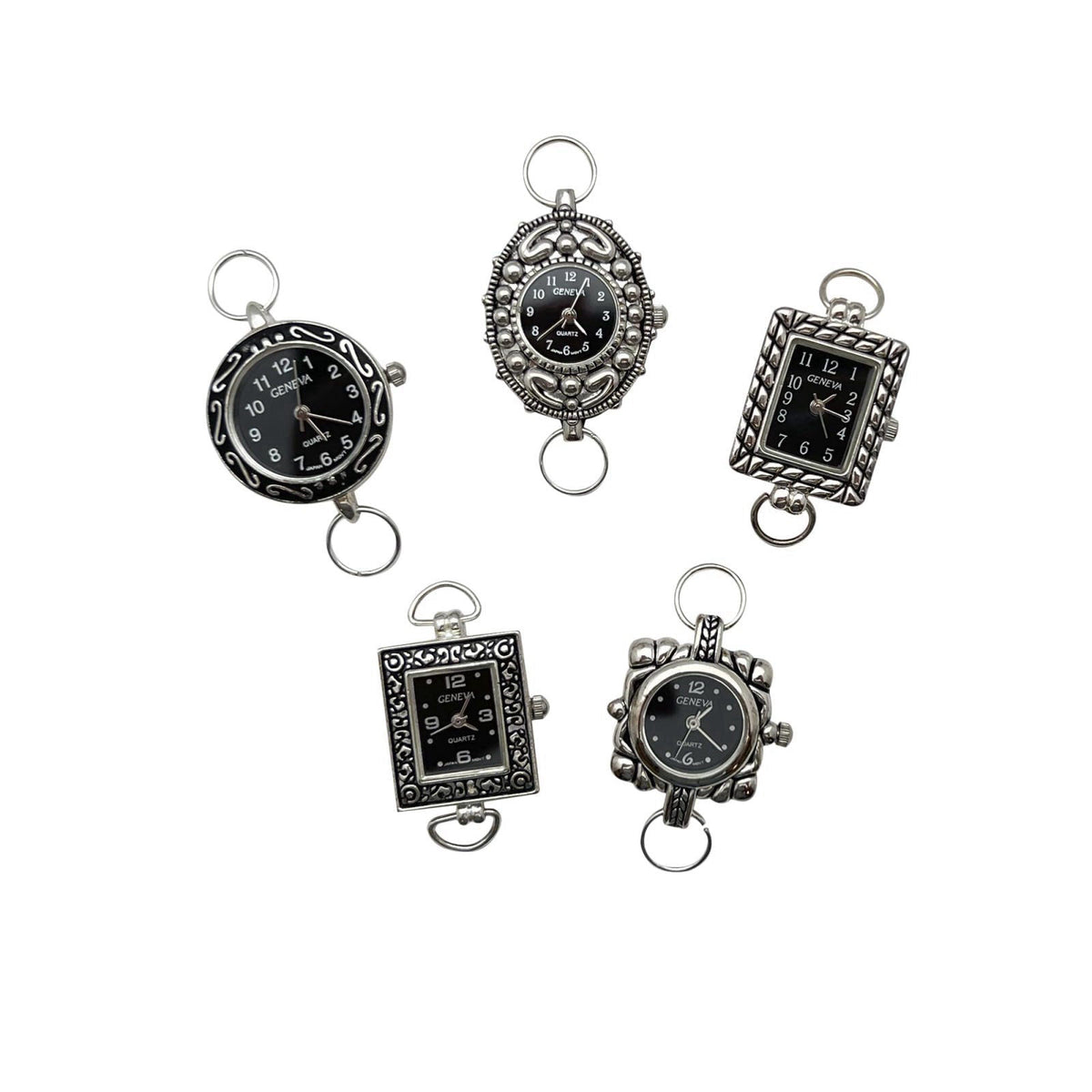 NIMI 5 Piece Elegant Watch Face Set for Beading and Jewelry Making (Black) – product photo (Beads &amp; Bead Assortments