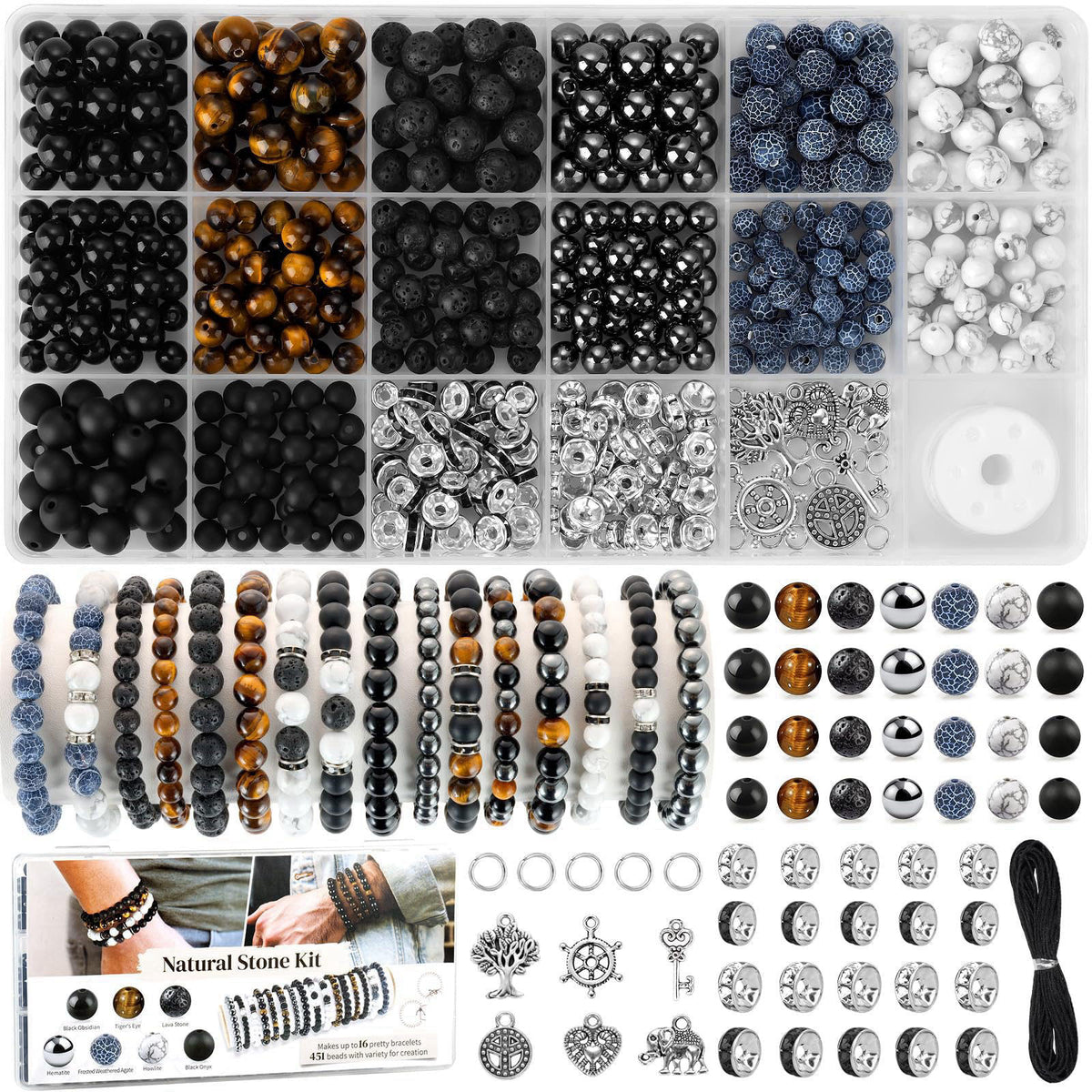 Zefy 996 Pcs 6mm Natural Stone Beads, Beads for Jewelry Making (20 Colors) – alternate angle
