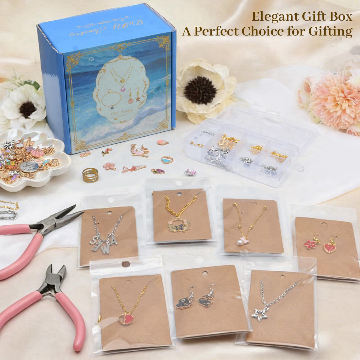 Grnheat 18K Gold Silver Necklace Chains for Jewelry Making - 79FT 16 Rolls Bracelet Chains with Charms - Letter Pendants