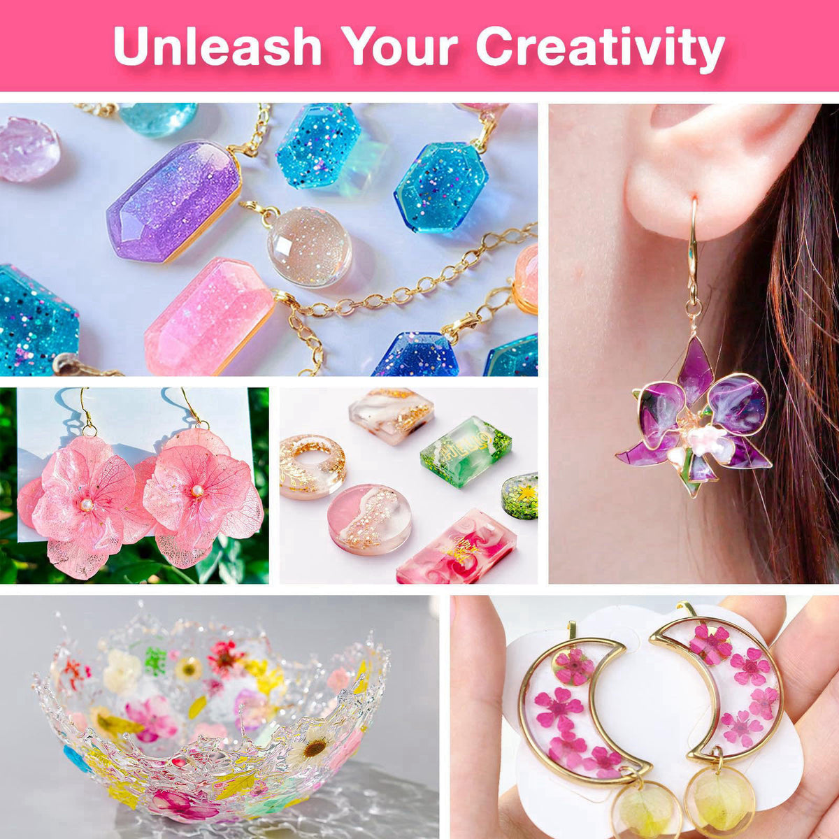 YIEHO 300g UV Resin Kit with Light and Molds, Upgraded Crystal Clear Hard UV Curing Premixed Resin Starter Jewelry Makin