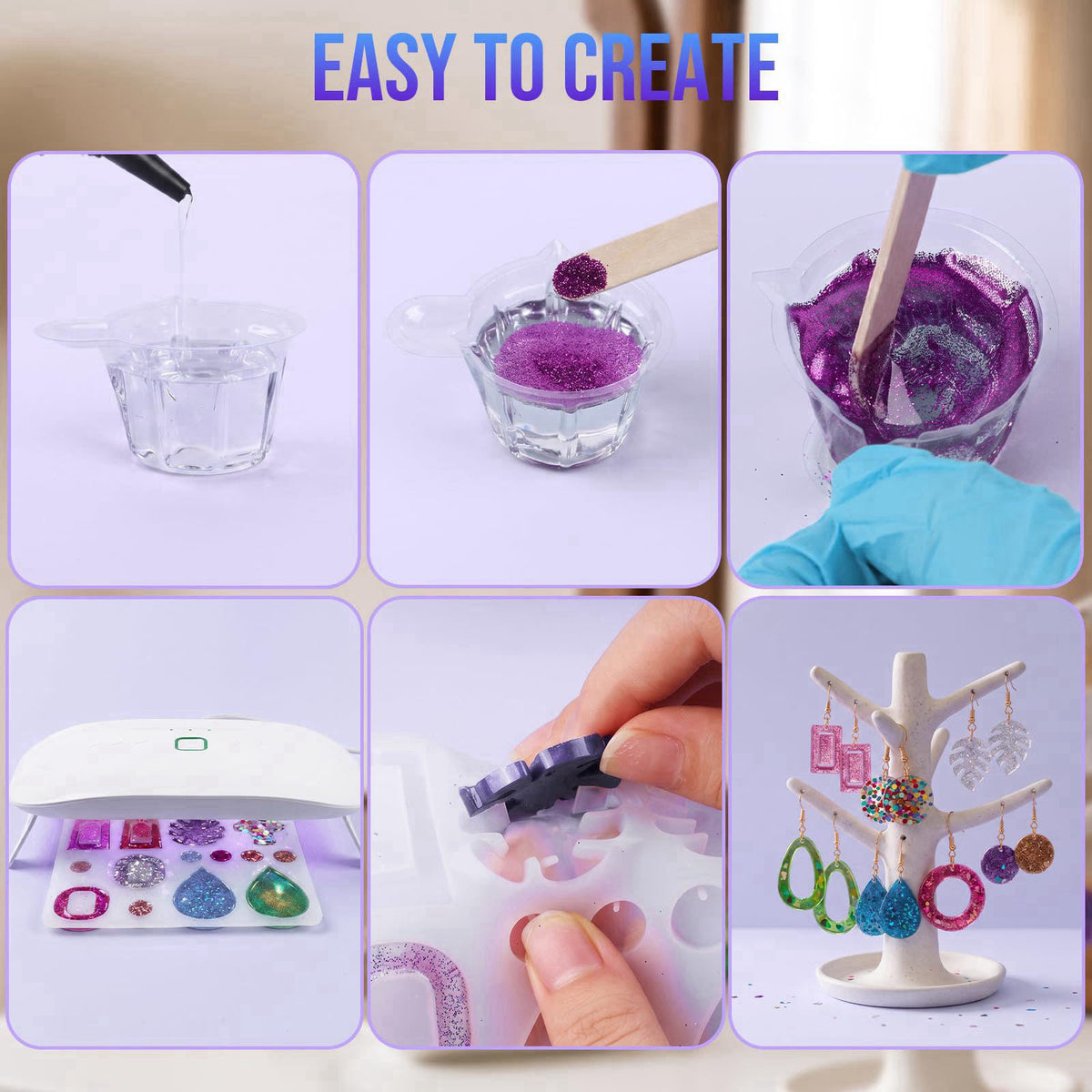 FUHITIM 400g UV Resin Kit with Light,Resin Kits for Beginners – back view and specifications