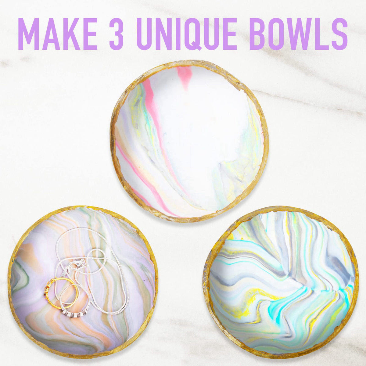 JOiFULi Make Your Own Clay Jewelry Bowls Arts and Crafts Kit for Girls Kids Ages 8 9 10 11 12 Years Old – packaging and 