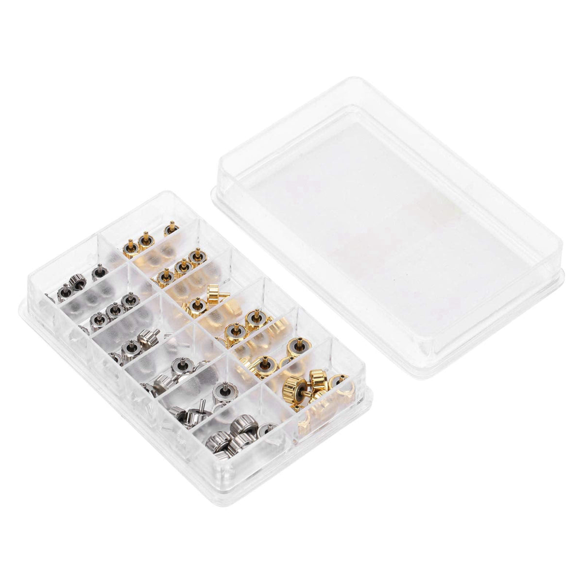 Multi-Wits 76pcs Watch Crown Assorted Parts Kit with Storage Box, Quality Steel Material for Watch Repair and Maintenanc