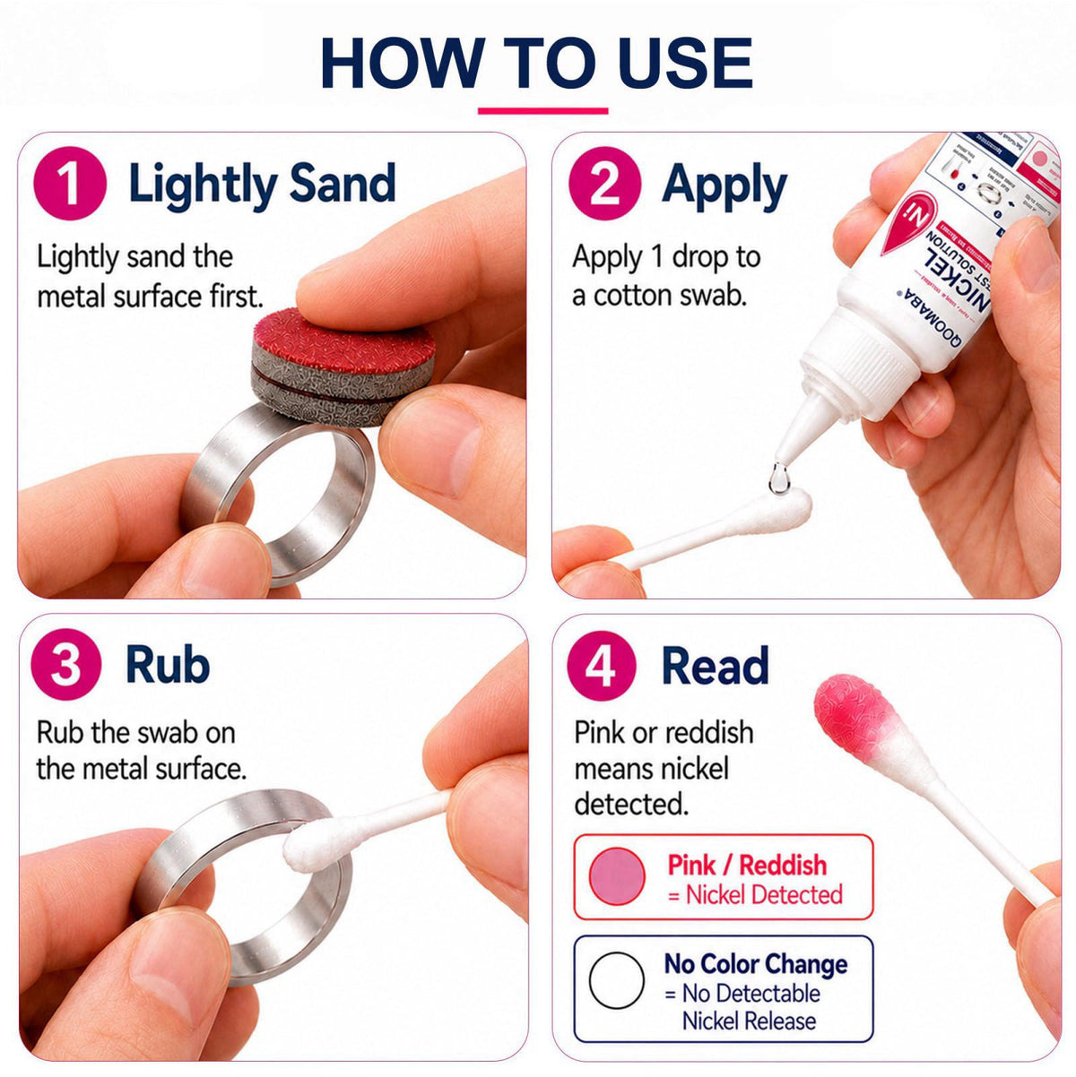 QOOMABA 2-Pack Nickel Test Kit, Nickel Testing Solution For Jewelry, Metals – full view