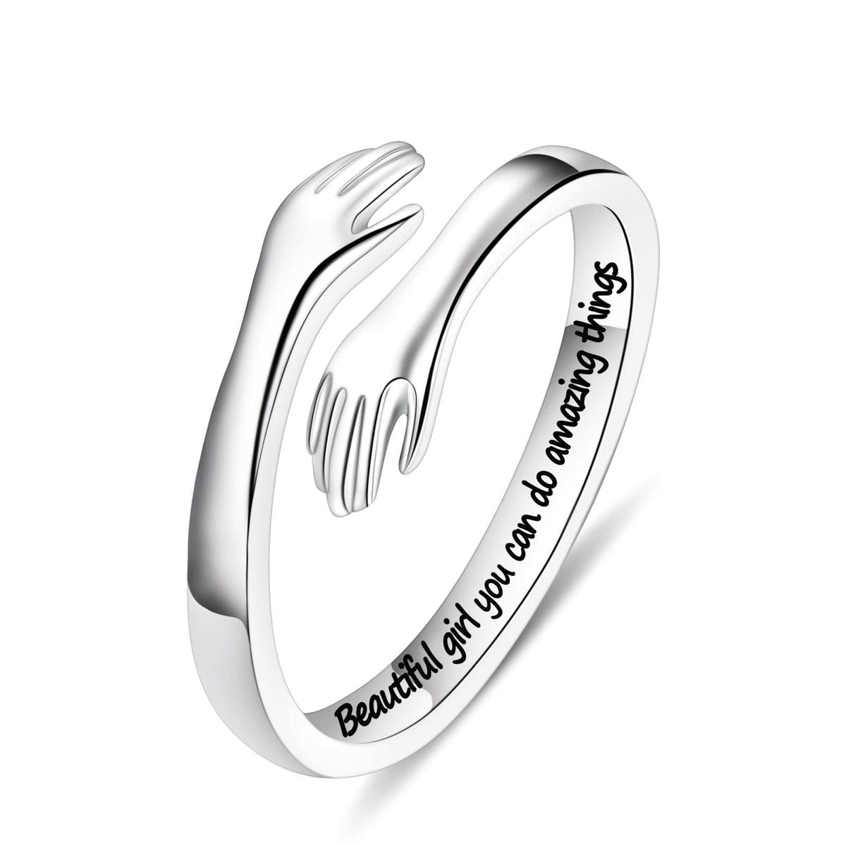 Yesteel S925 Sterling Silver Hug Ring for Women Teen Girls, Adjustable Ring Jewelry Mothers Day Birthday Gifts for Daugh