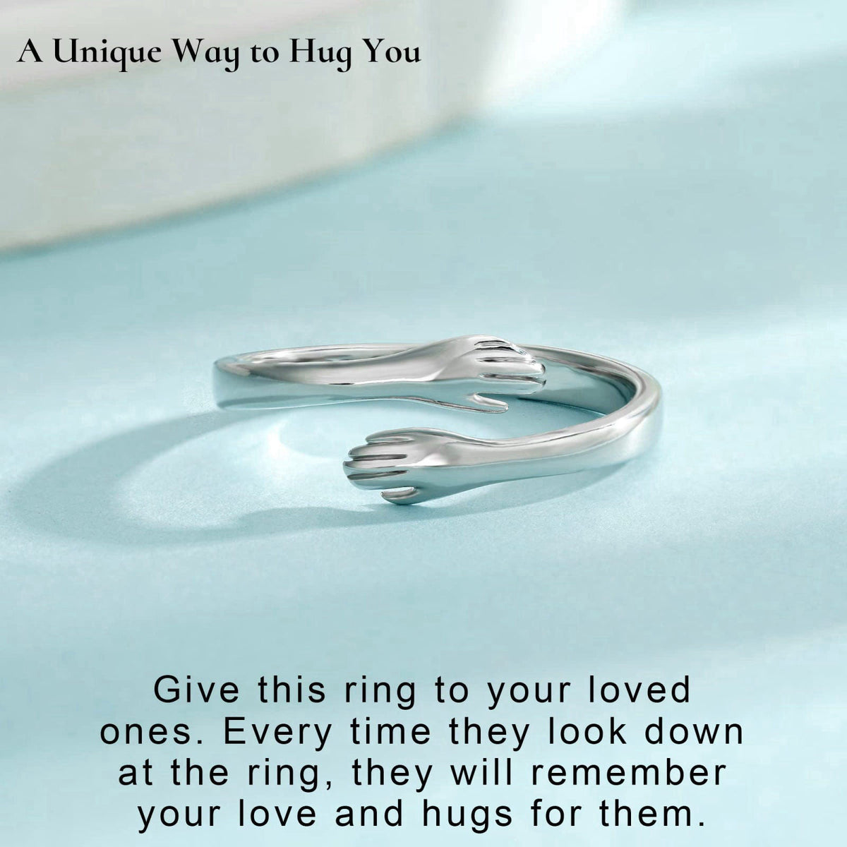 Yesteel S925 Sterling Silver Hug Ring for Women Teen Girls, Adjustable Ring Jewelry Mothers Day Birthday Gifts for Daugh
