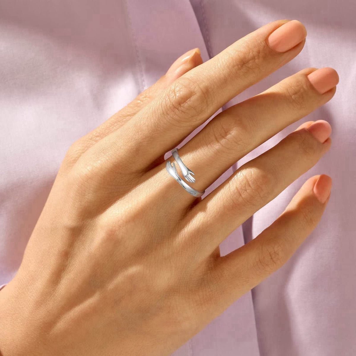 Yesteel S925 Sterling Silver Hug Ring for Women Teen Girls, Adjustable Ring Jewelry Mothers Day Birthday Gifts for Daugh