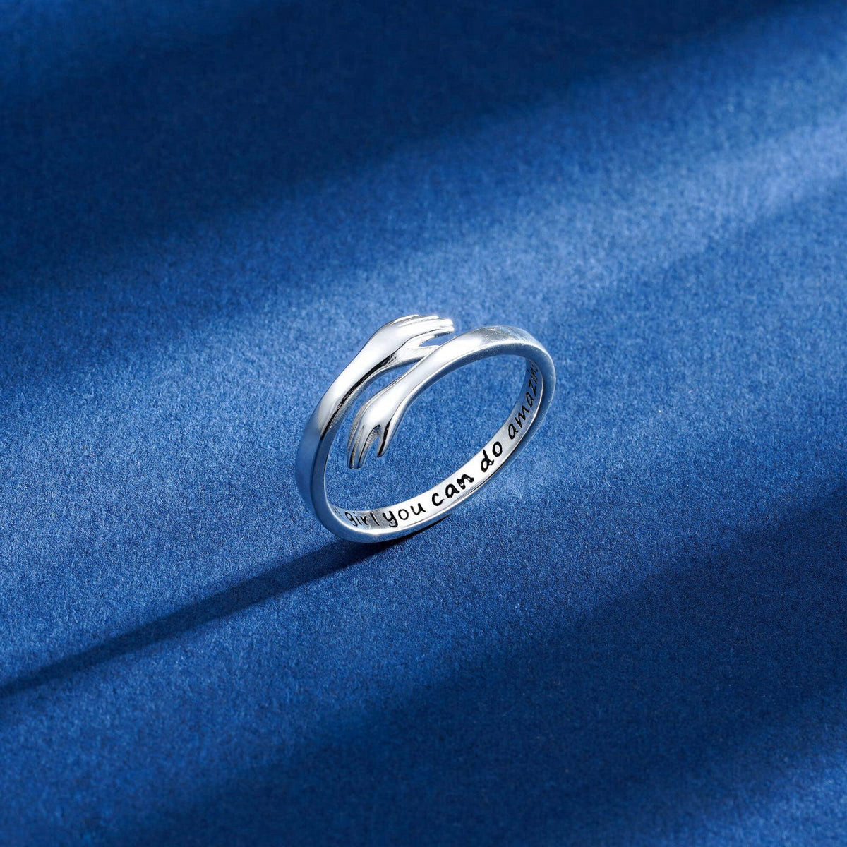 Yesteel S925 Sterling Silver Hug Ring for Women Teen Girls, Adjustable Ring Jewelry Mothers Day Birthday Gifts for Daugh
