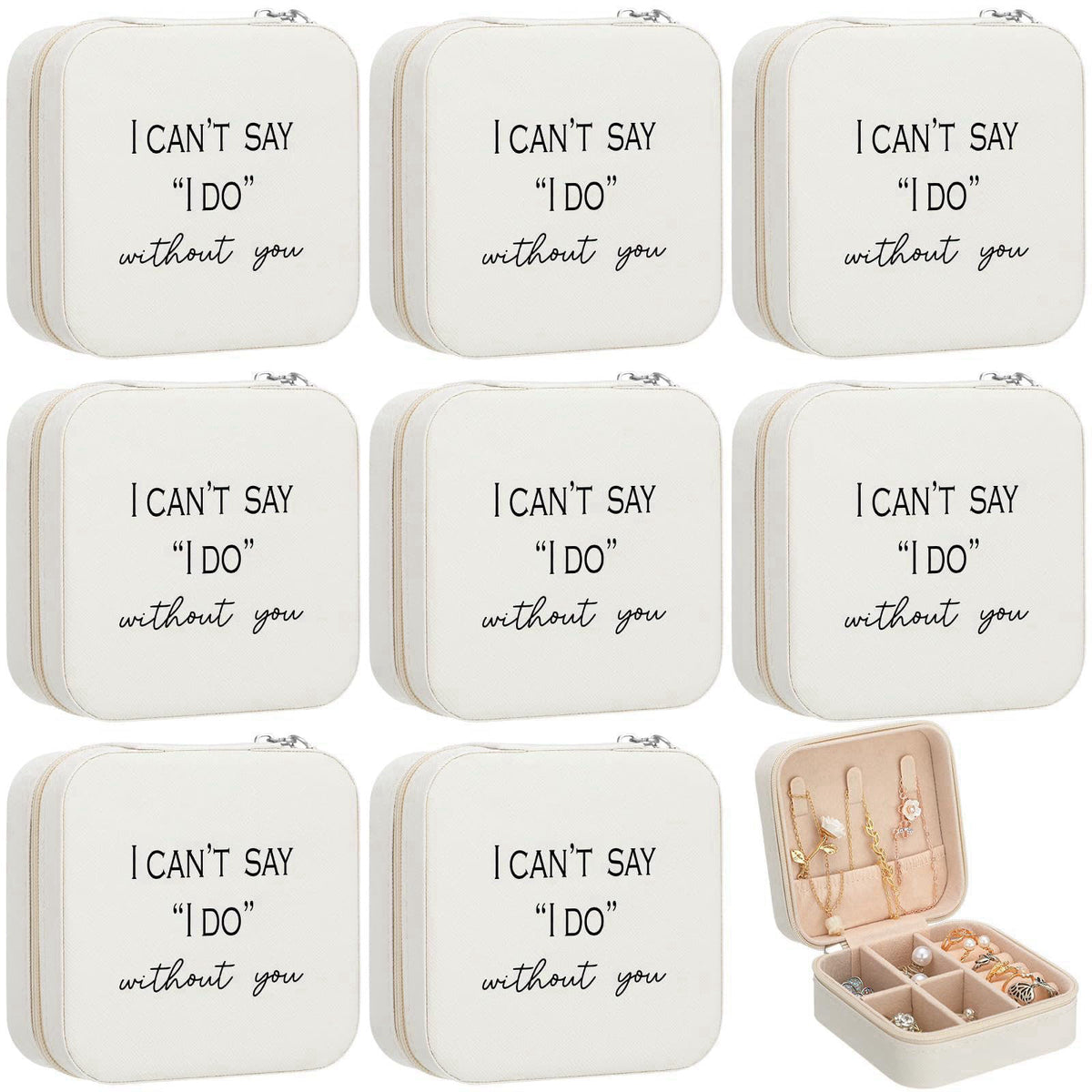 Colingmill 8 Pcs Bridesmaid Proposal Jewelry Box Gifts I Can't Say I Do Without You Travel Jewelry Case Portable Earring