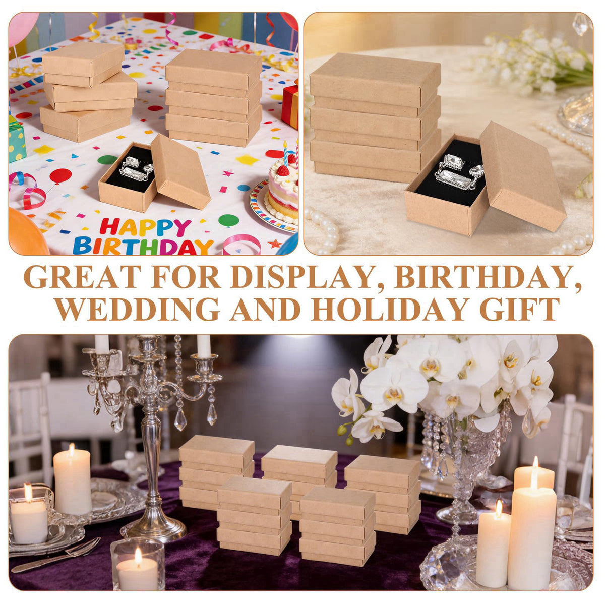 FUPMILPHRANX 96 Pack Jewelry Gift Boxes with Lids, Small Kraft Jewelry Packaging Boxes with Foam Inserts for Necklaces E