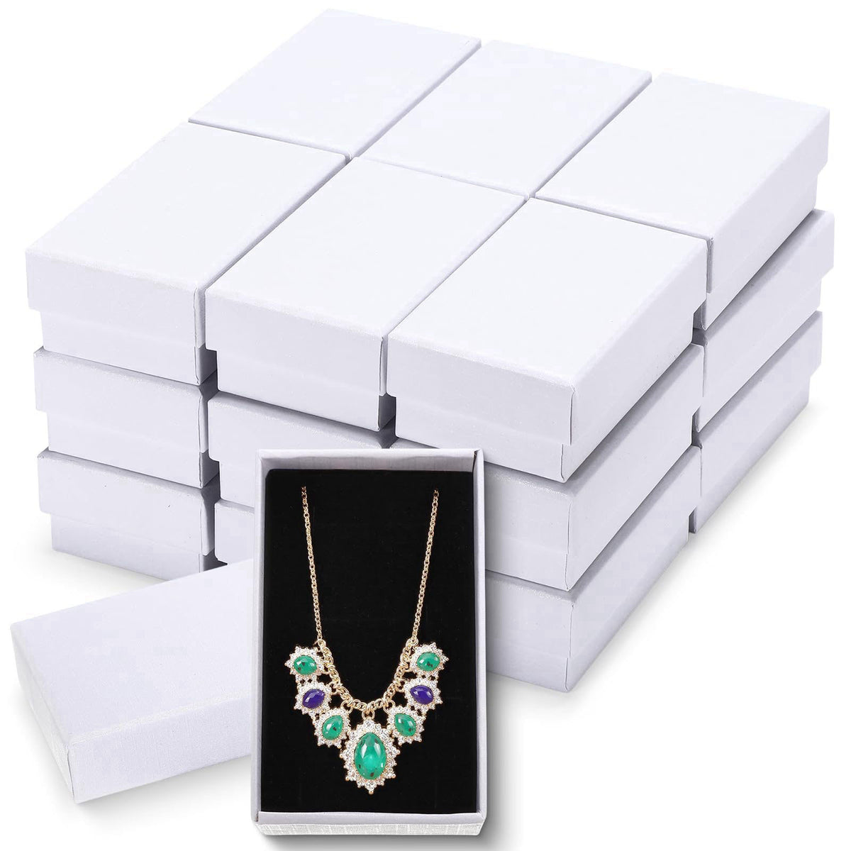 Batiyeer 36 Pcs Jewelry Gift Boxes Bulk, White, 3.2 x 2 x 1.2 Inch – White, Cardboard, Sponge