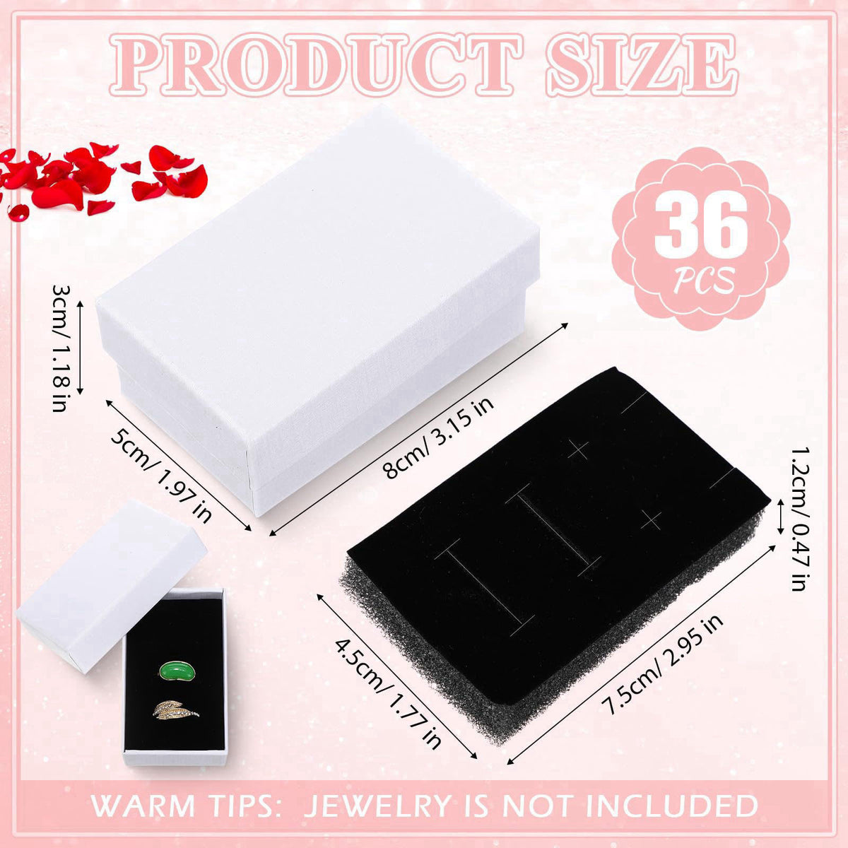 Batiyeer 36 Pcs Jewelry Gift Boxes Bulk, White, 3.2 x 2 x 1.2 Inch – packaging and label