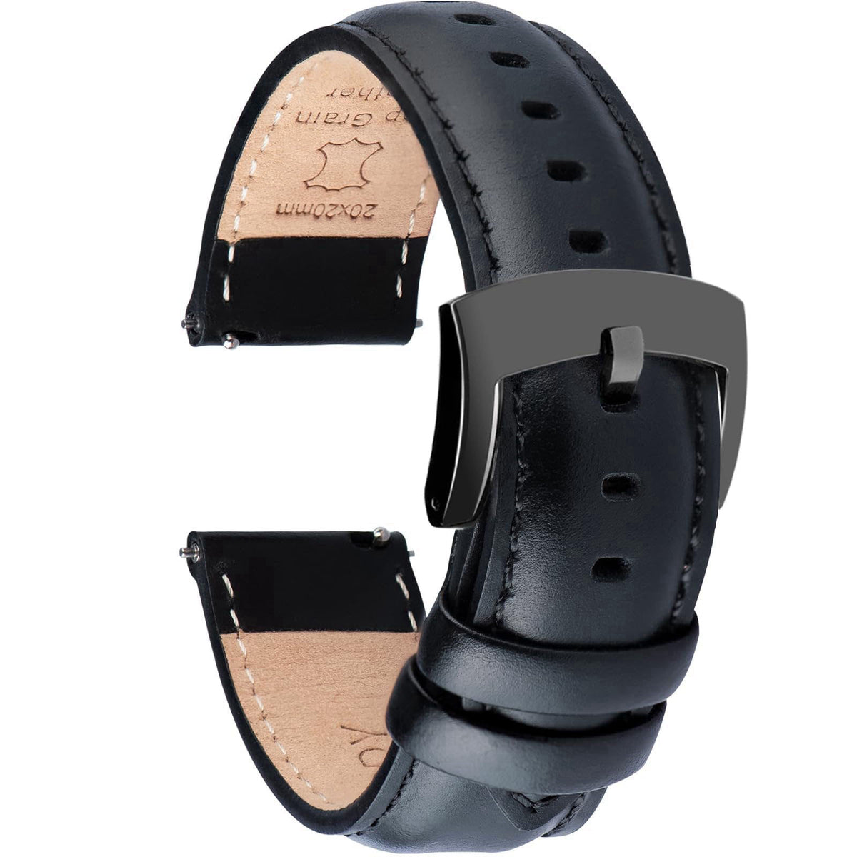 OTTOODY Leather Watch Bands Quick Release, Elegant Top Grain Leather Watch Straps for Men & Women, Choice of Color & Wid