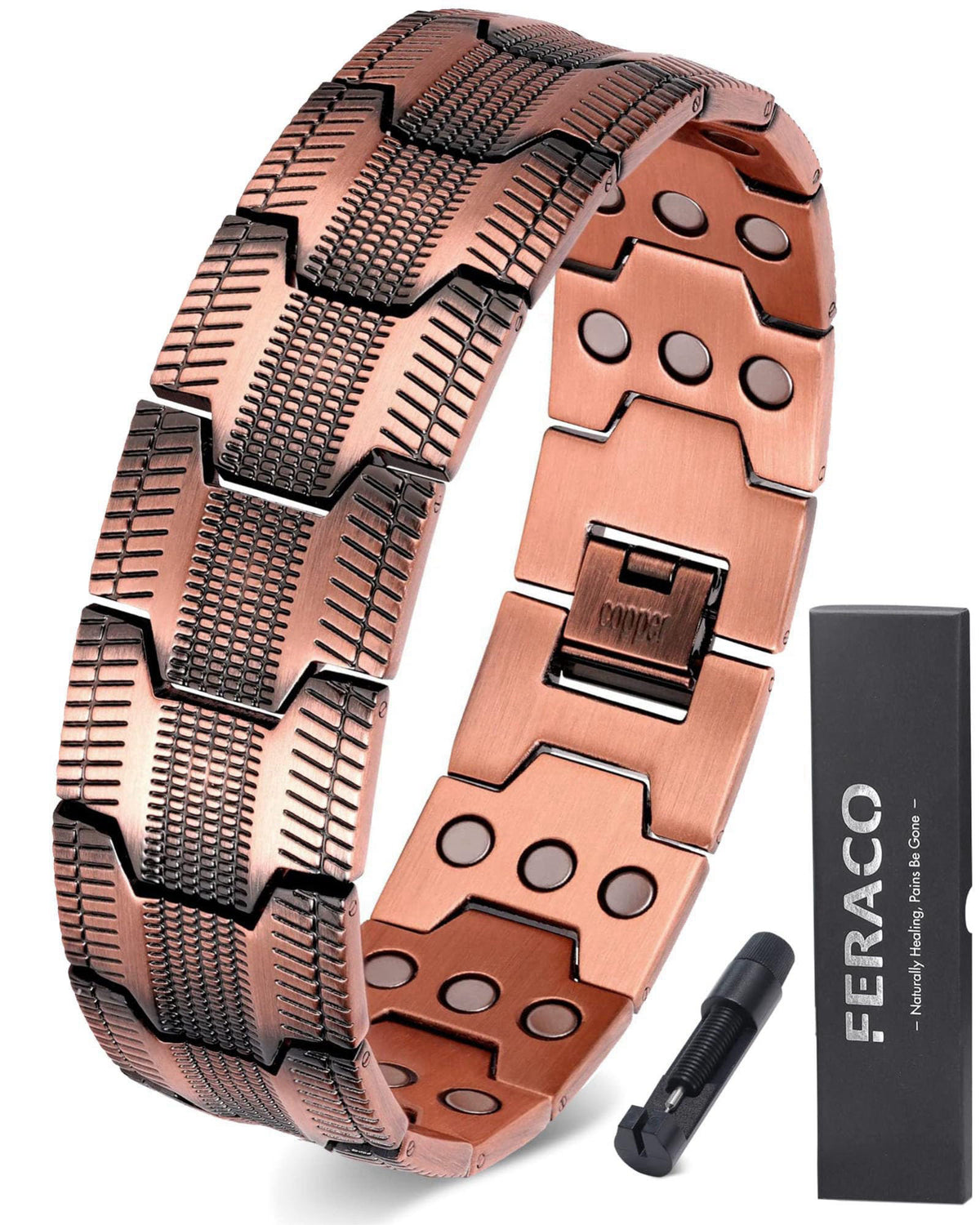 Feraco Copper Magnetic Bracelets for Men,Pure Copper Jewelry Gift – product photo (Magnetic Field Therapy)