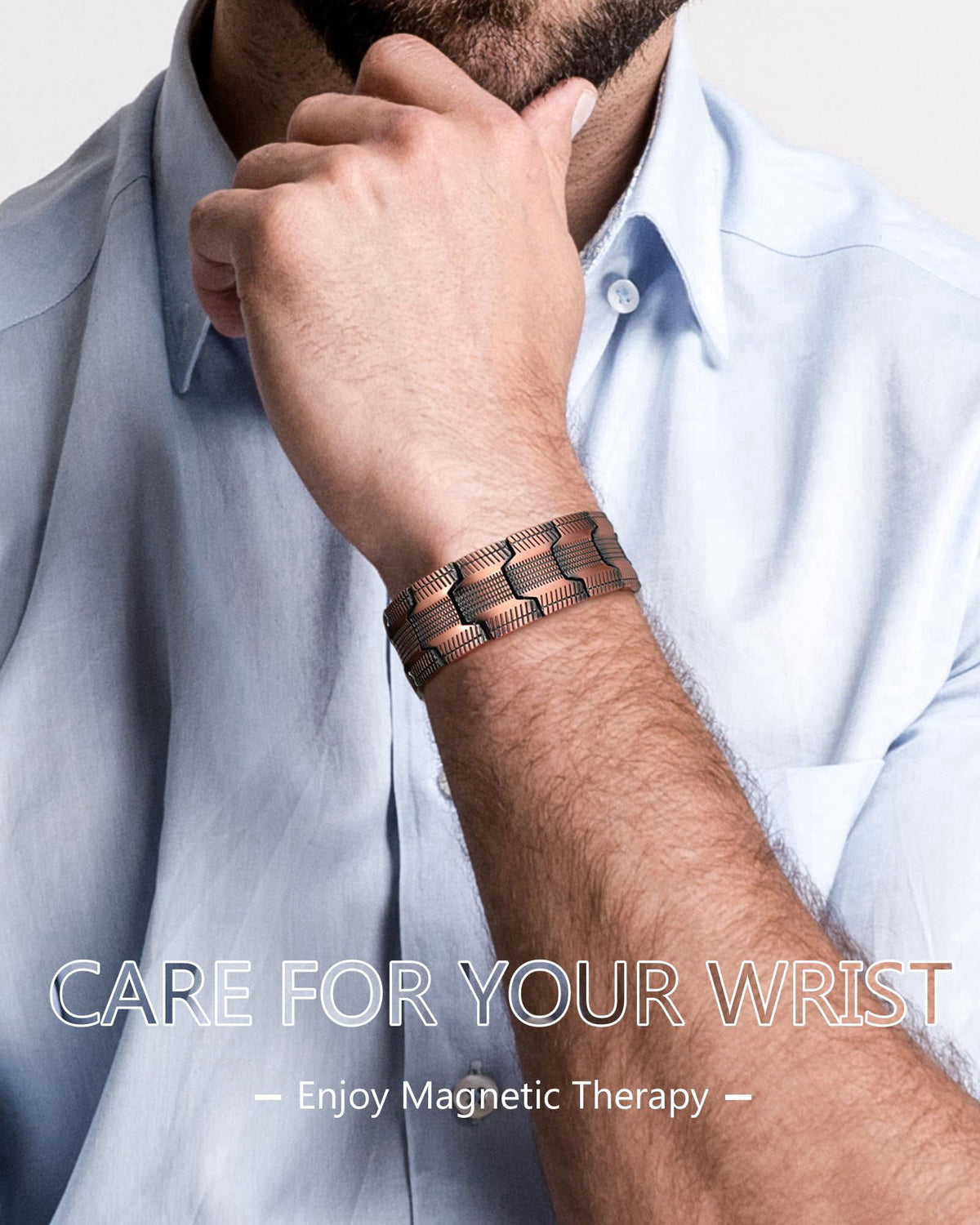 Feraco Copper Magnetic Bracelets for Men,Pure Copper Jewelry Gift – close-up detail in Copper, Tyre Graphics
