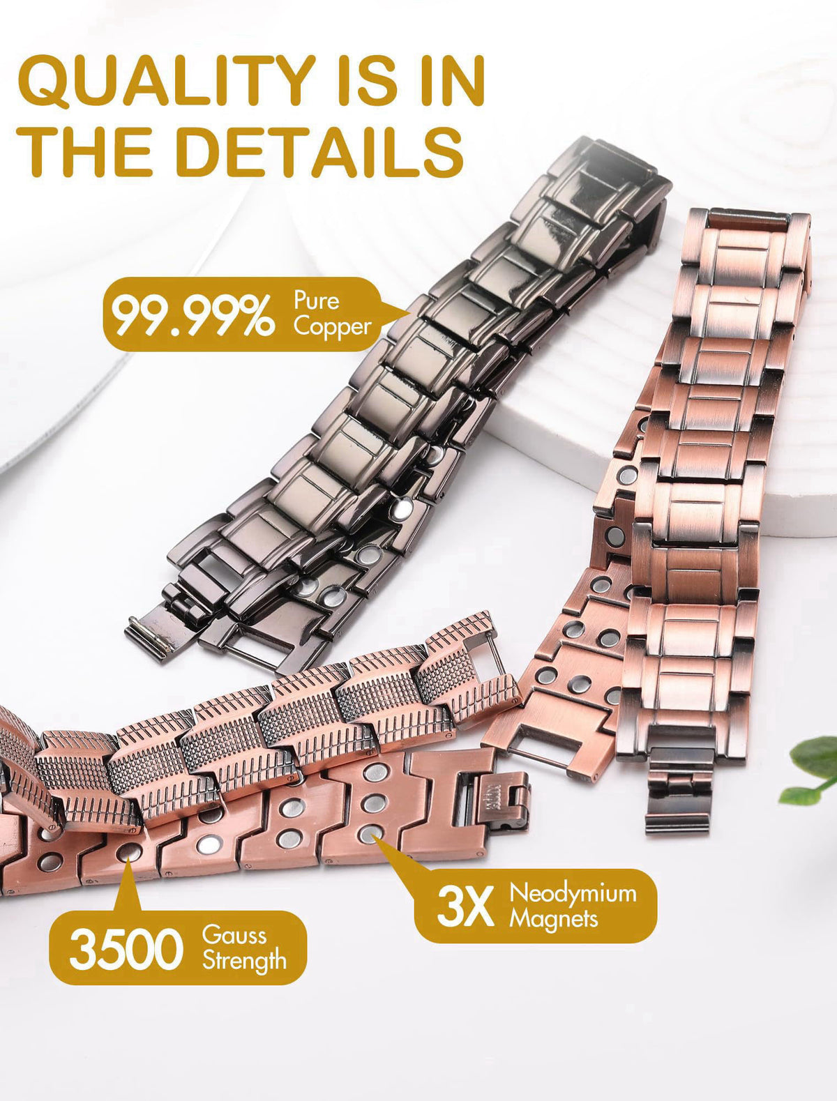 Feraco Copper Magnetic Bracelets for Men,Pure Copper Jewelry Gift – packaging and label