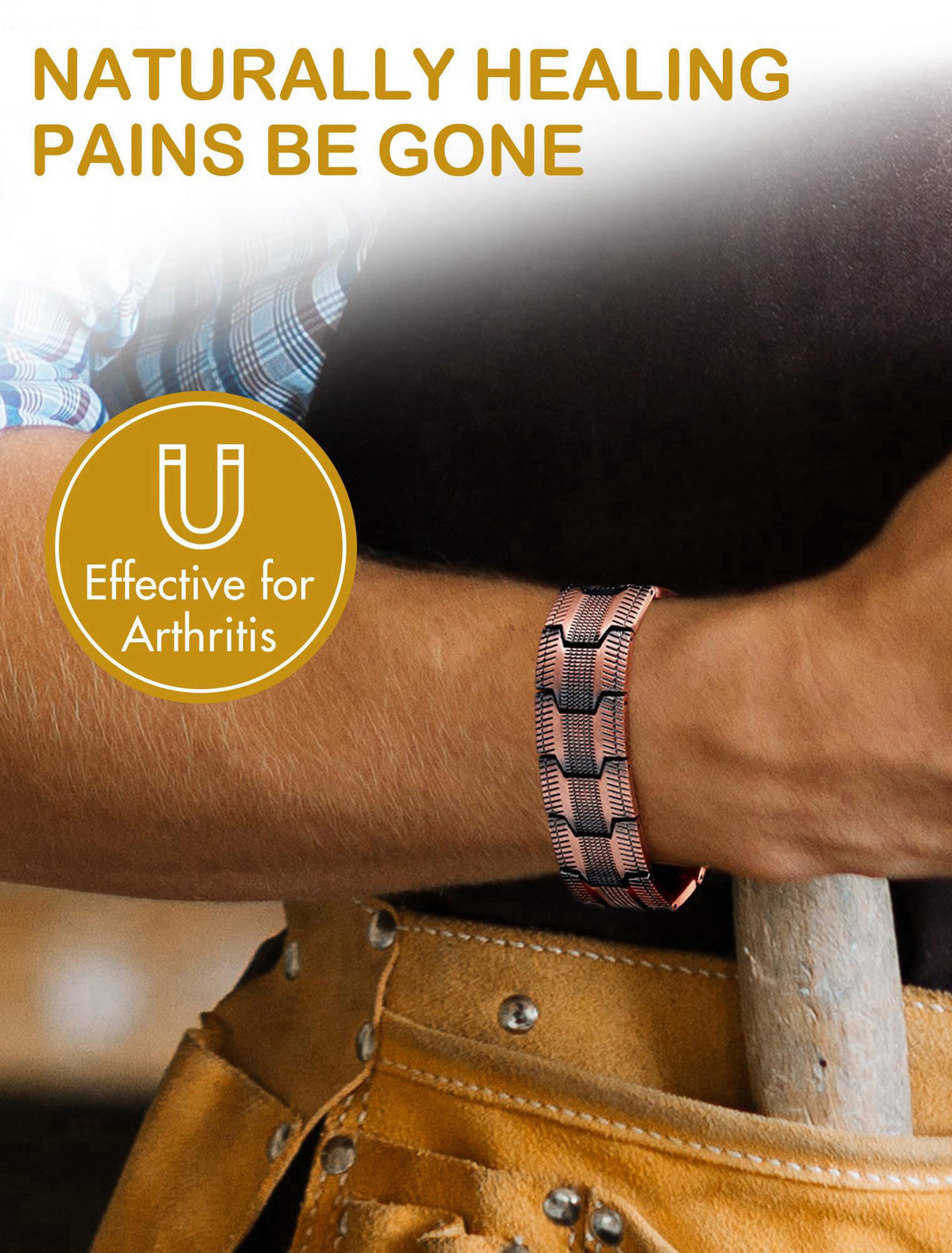 Feraco Copper Magnetic Bracelets for Men,Pure Copper Jewelry Gift – full view, size 9.06 inches