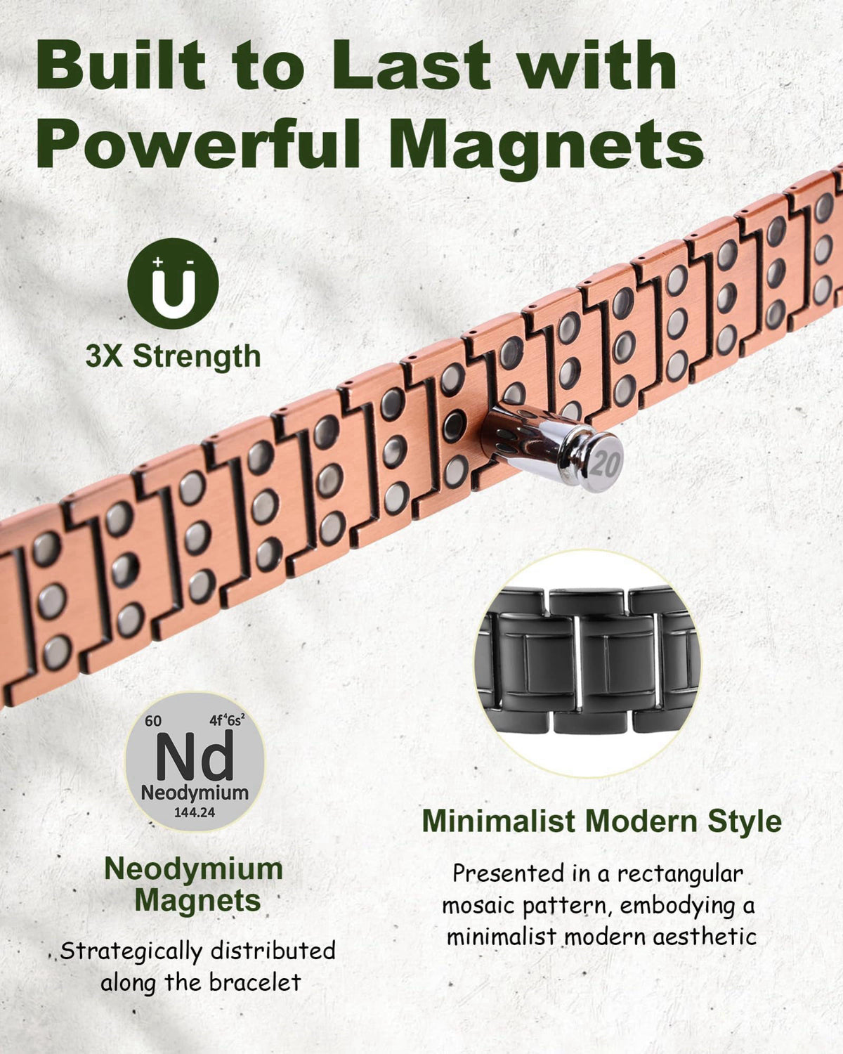 MagEnergy Copper Bracelet for Men-3X Copper Magnetic Bracelets – packaging and label