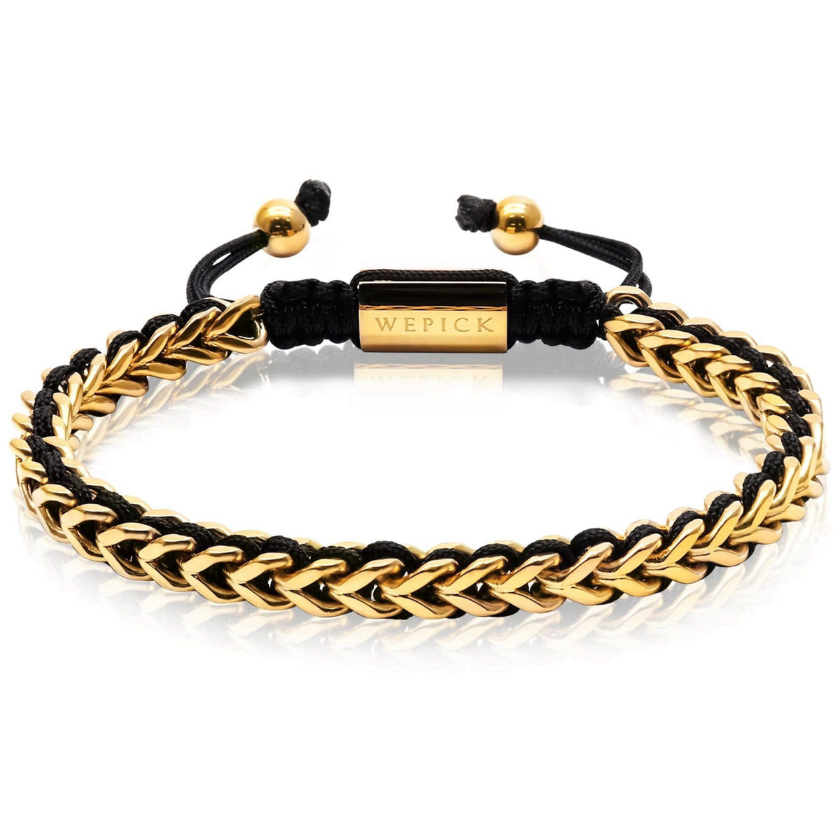 WP WEPICK 18K Gold-Plated Bracelets for Men Franco Link Chain Adjustable – Nylon, Stainless Steel
