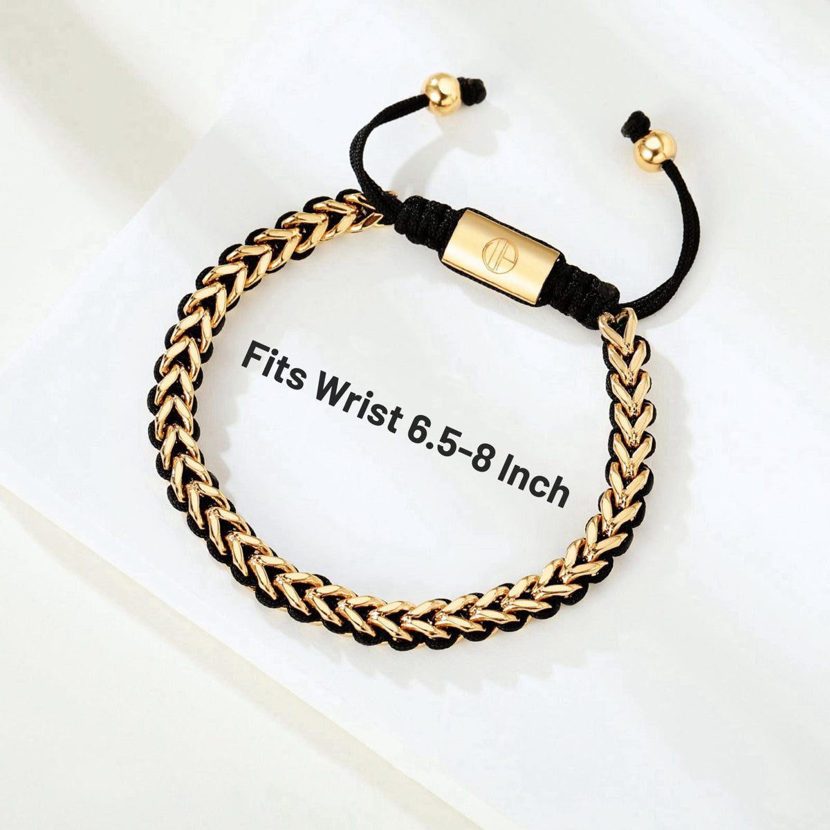 WP WEPICK 18K Gold-Plated Bracelets for Men Franco Link Chain Adjustable – alternate angle