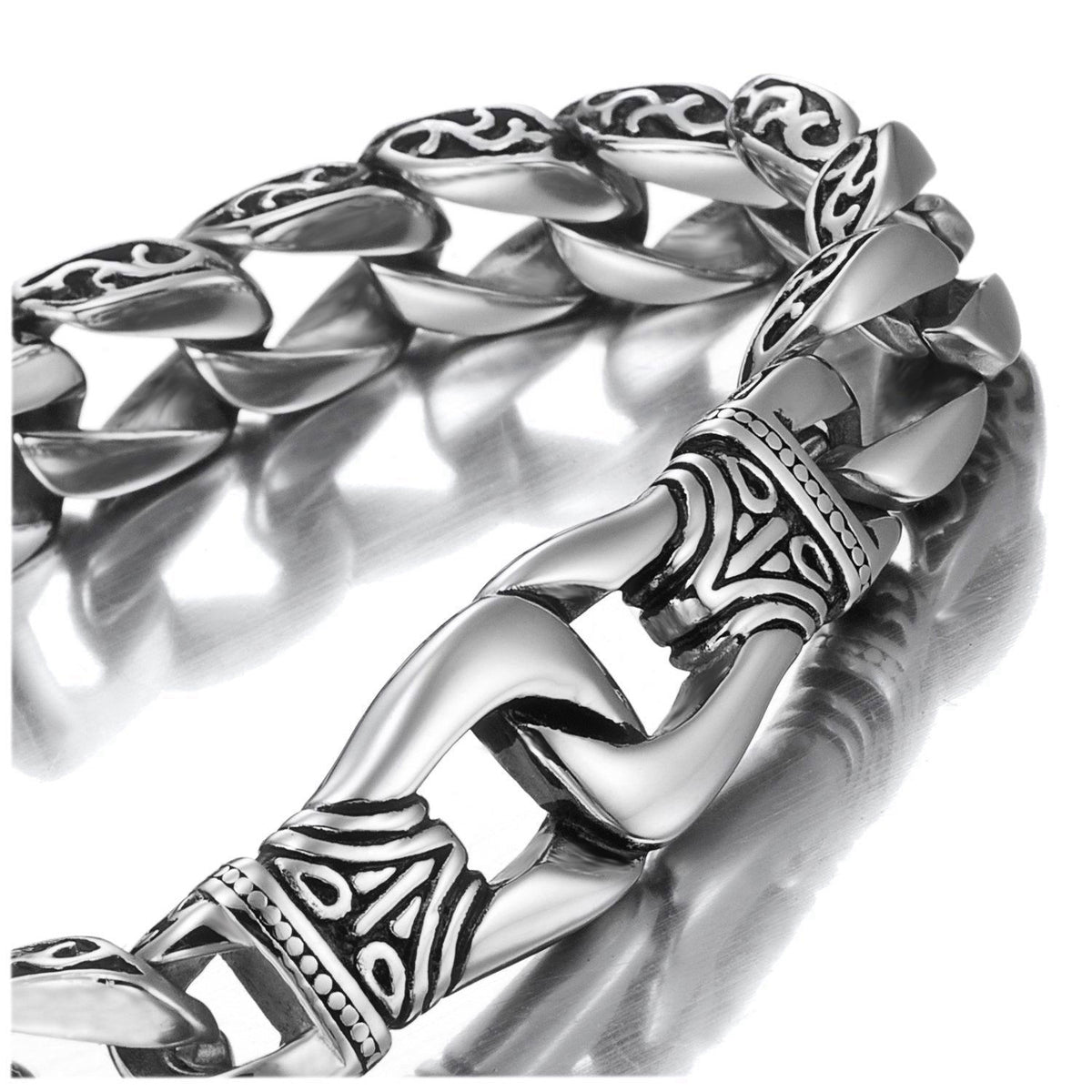 Urban Jewelry Men's Stainless Steel, Leather Link Bracelet Collection – product photo (Link)
