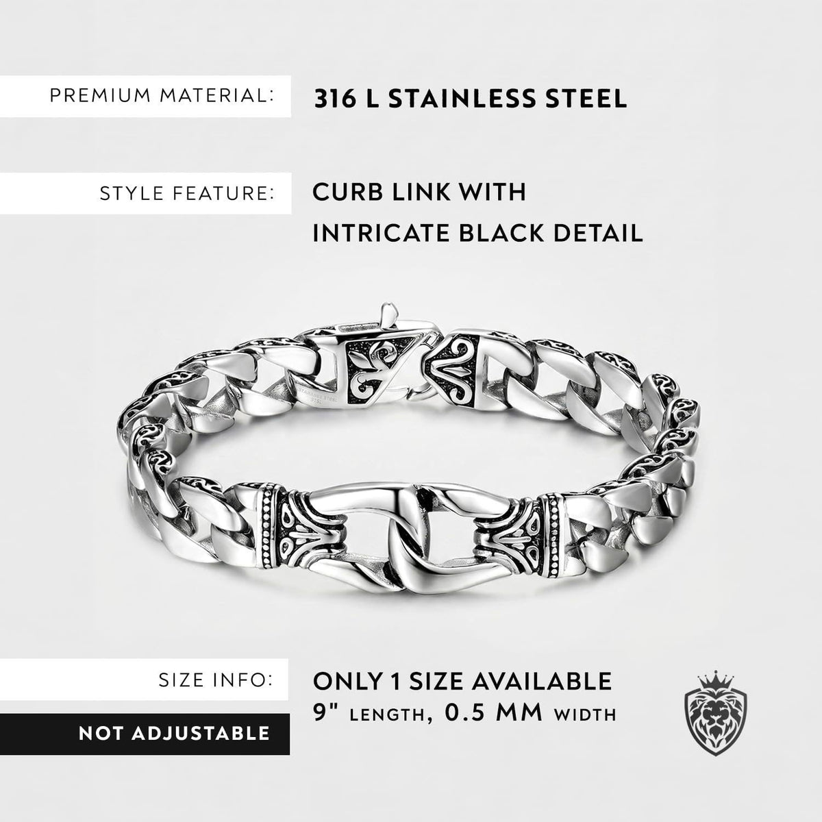 Urban Jewelry Men's Stainless Steel, Leather Link Bracelet Collection – packaging and label