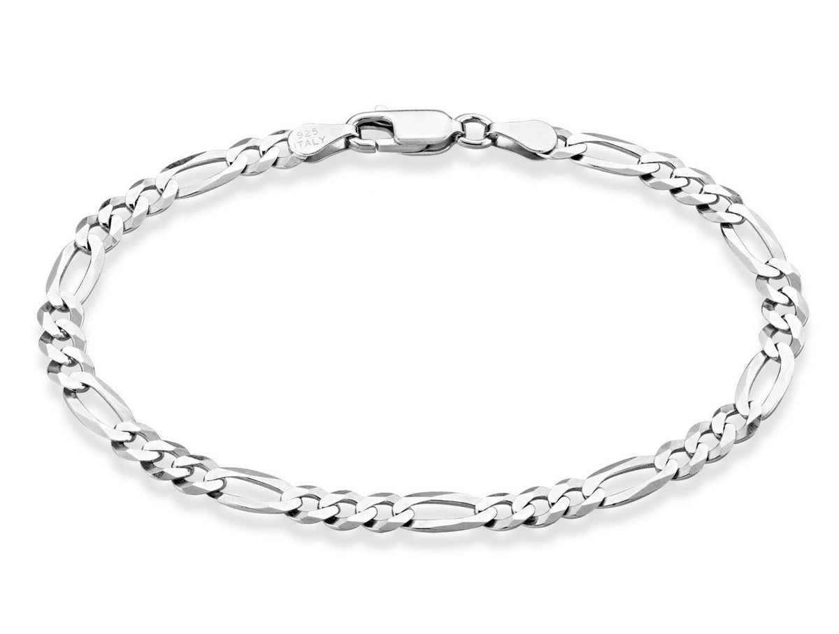 Miabella Italian 925 Sterling Silver 5mm Figaro Bracelet for Women Men – packaging and label