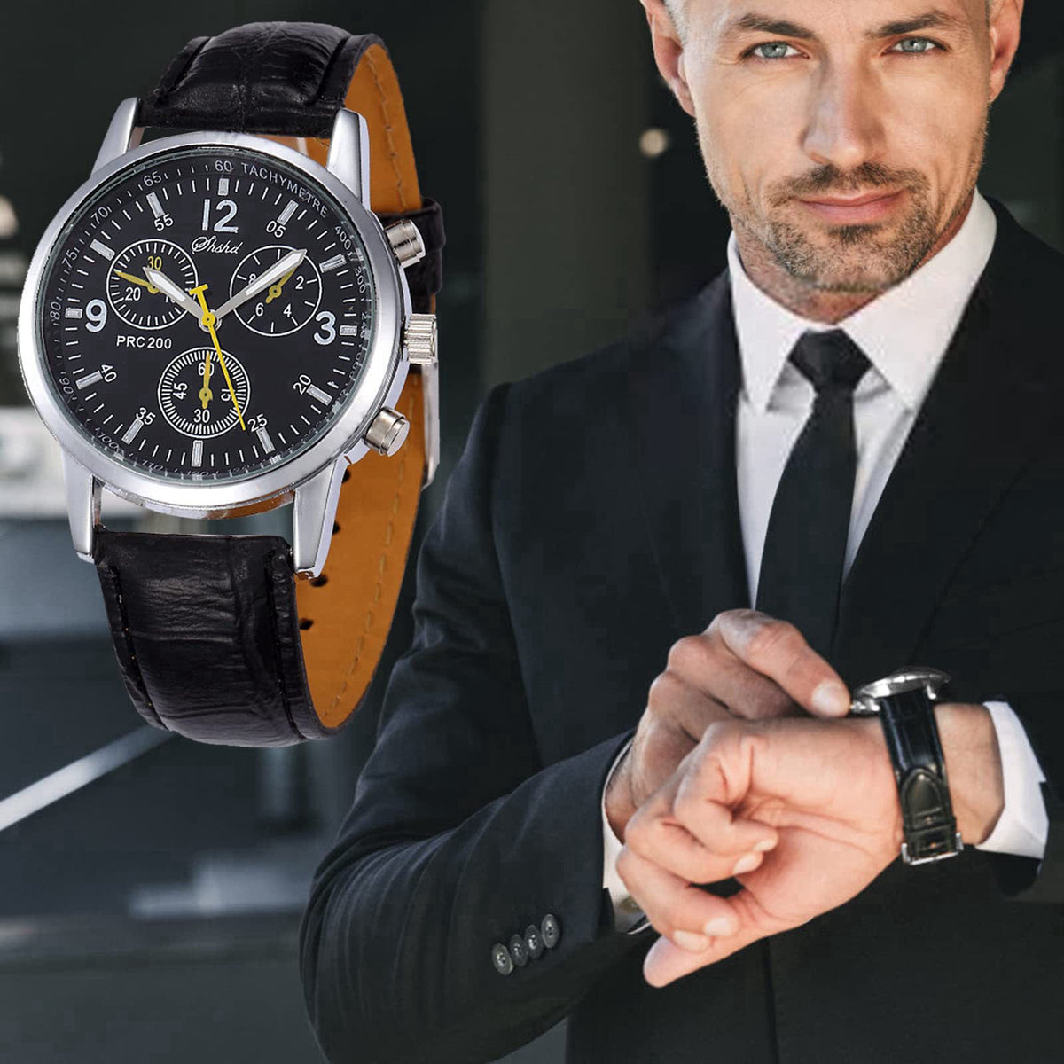 yunanwa 6 Pack Men's Leather Quartz Watch Geneva Casual Dress Wrist Band Watches Wholesale Lots Set Men Watches Pack (6p