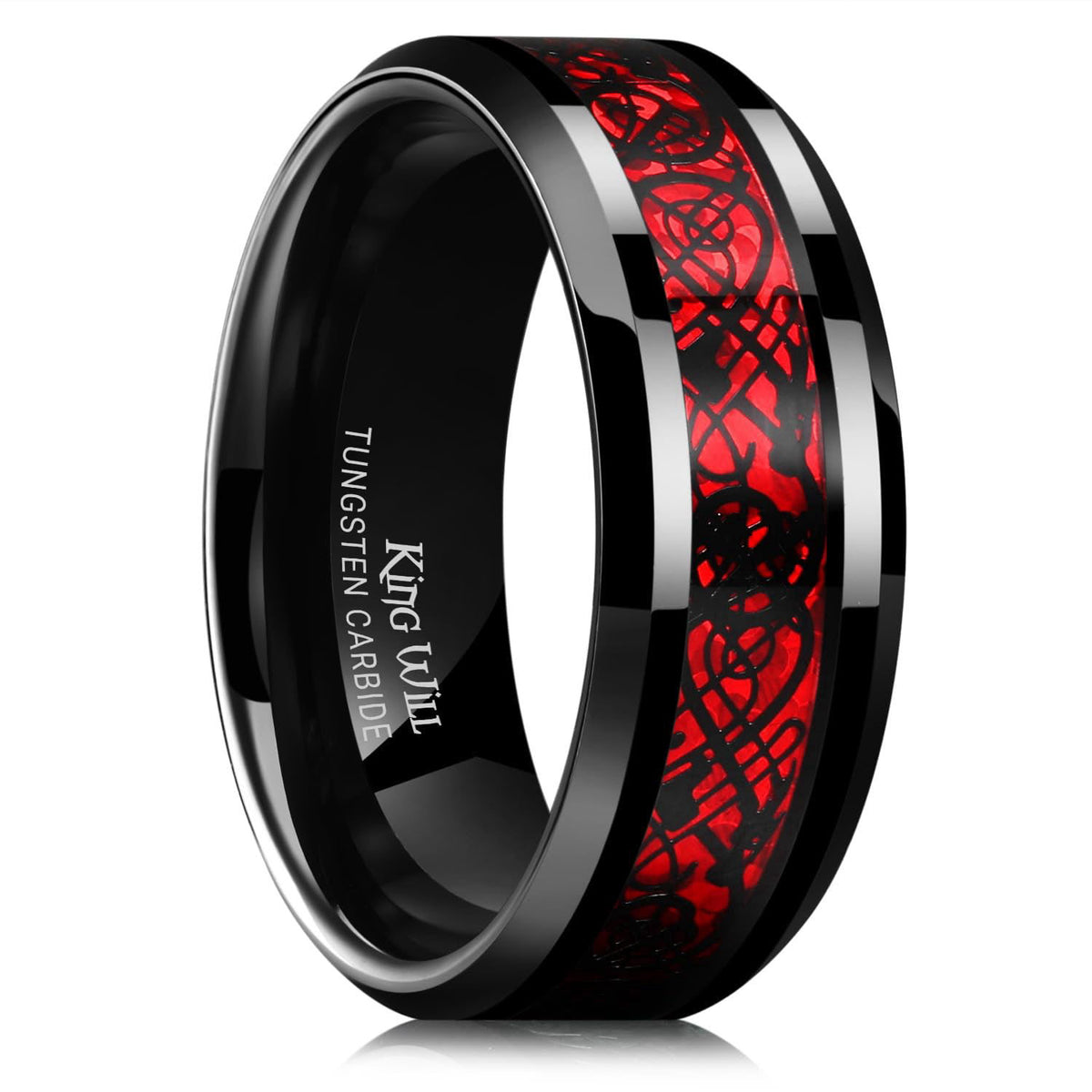 King Will Men's Dragon Celtic Tungsten Ring Size 4-16 – close-up detail