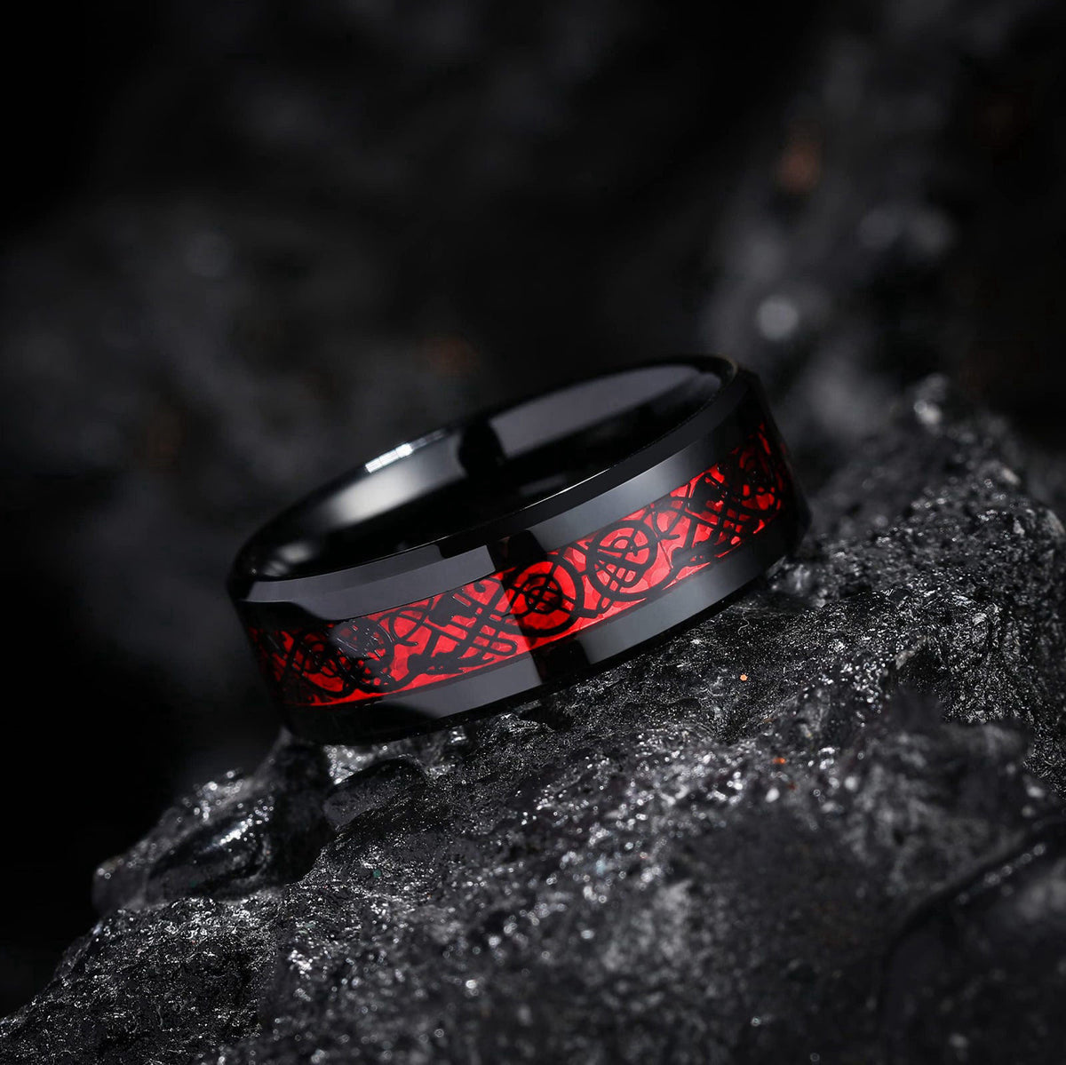 King Will Men's Dragon Celtic Tungsten Ring Size 4-16 – packaging and label