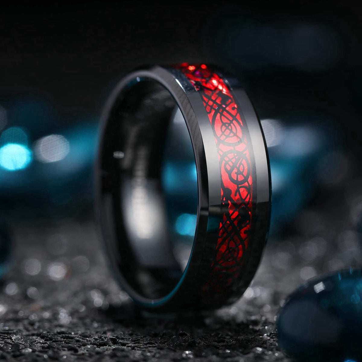 King Will Men's Dragon Celtic Tungsten Ring Size 4-16 – full view, size Finger Circumference (mm) Finger Diameter (mm)