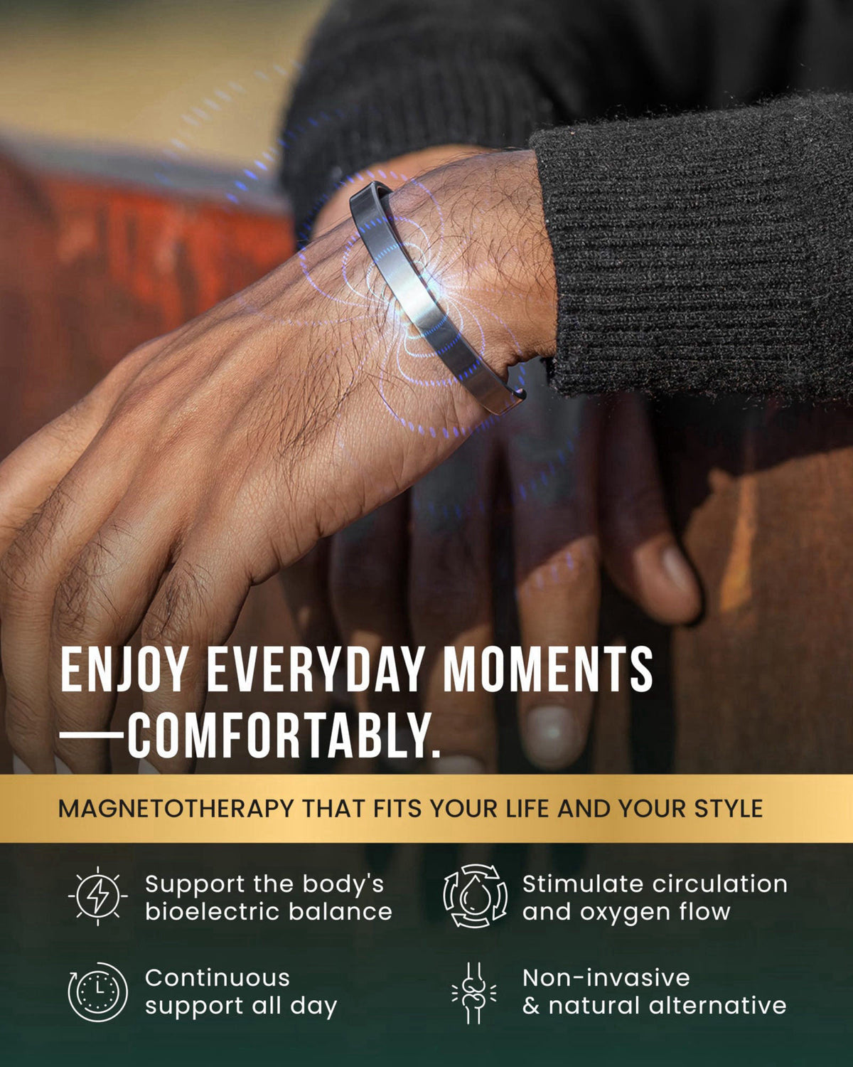 MagnetRX® Magnetic Cuff Bracelets for Men & Women (Brushed Silver/Medium) – packaging and label