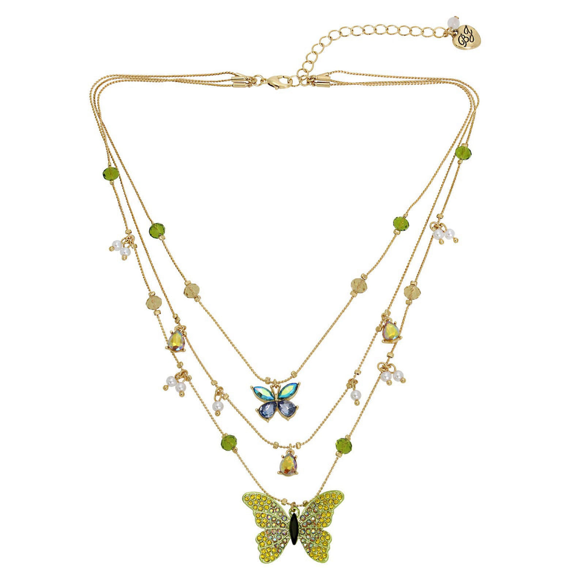 Betsey Johnson Womens Butterfly Charms Layered Necklace – packaging and label