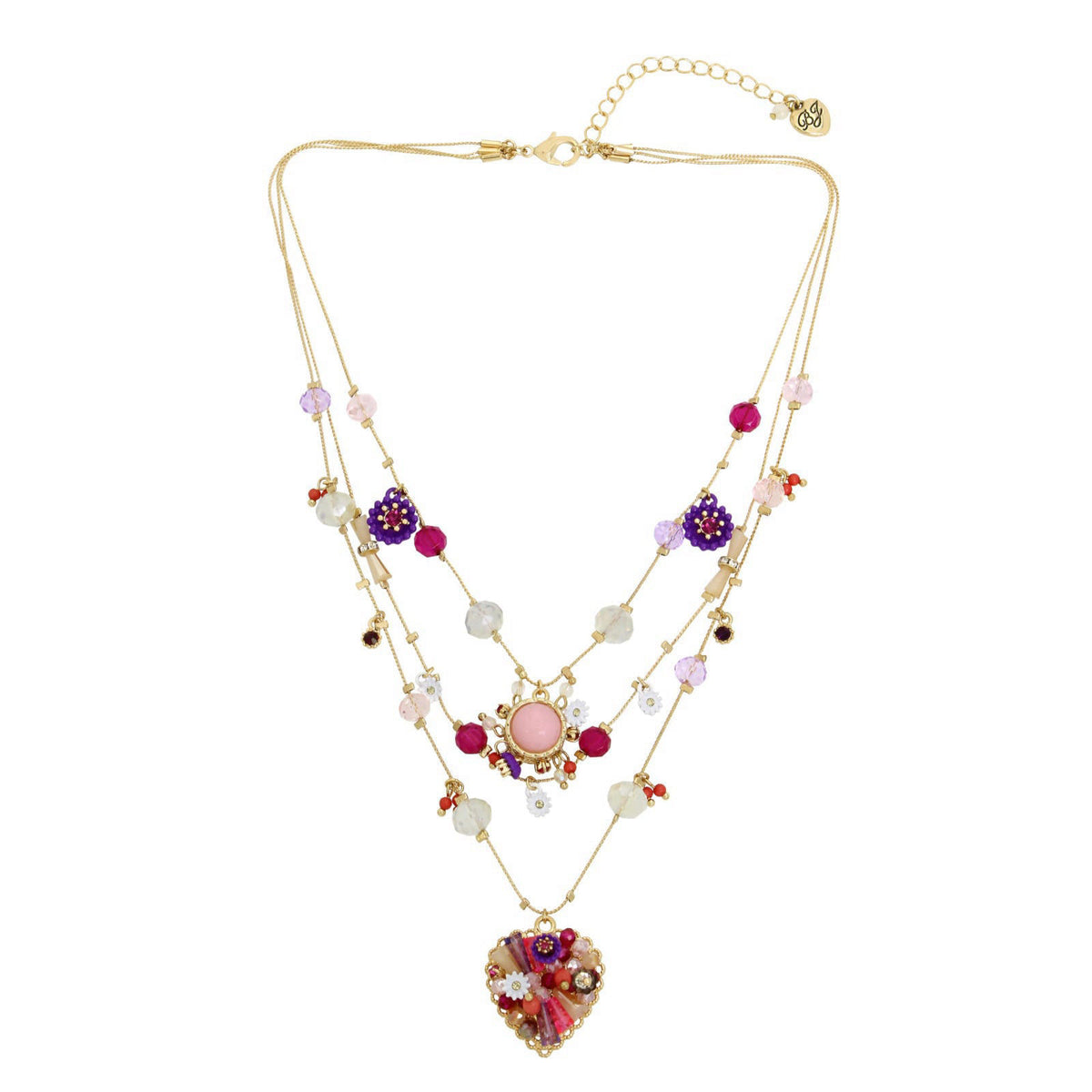 Betsey Johnson Womens Butterfly Charms Layered Necklace – full view