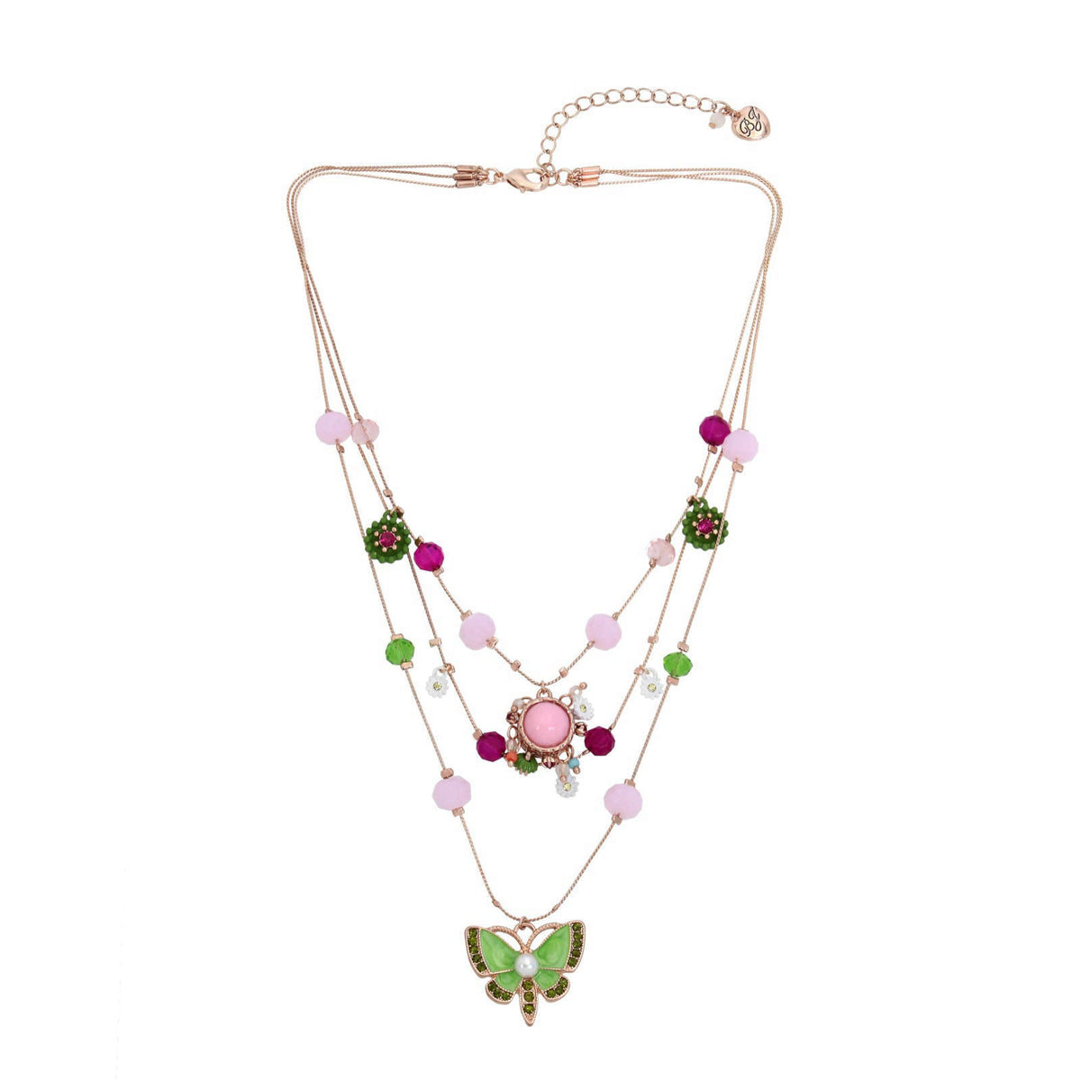 Betsey Johnson Womens Butterfly Charms Layered Necklace – alternate angle