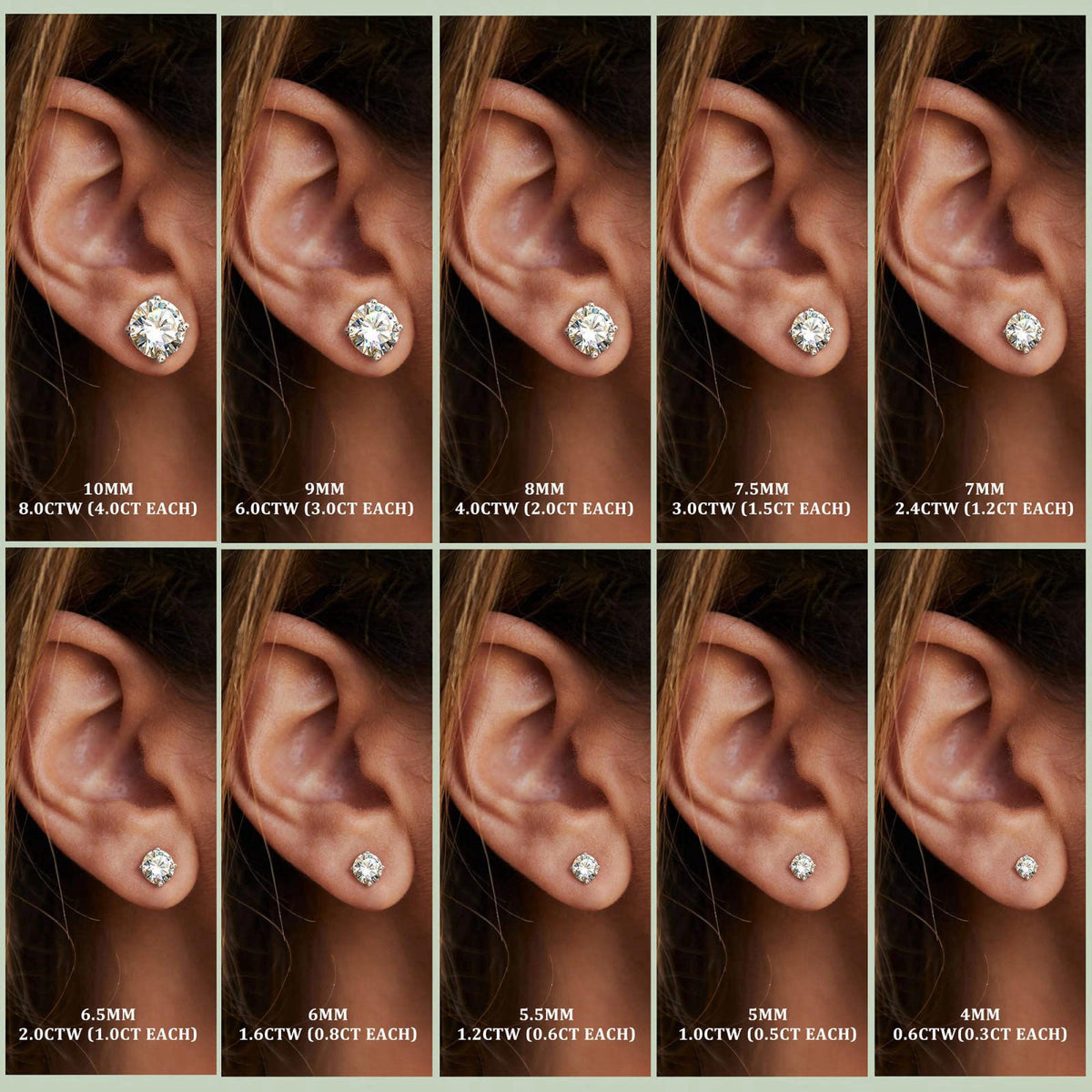 GEMQUEEN Moissanite Earrings Studs Solid 925 Sterling Silver Hypoallergenic – close-up detail